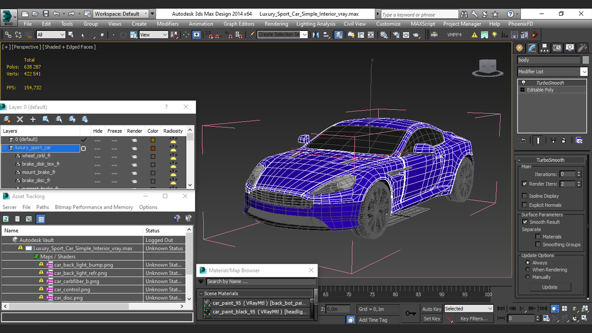 Luxury Sport Car Simple Interior 3D