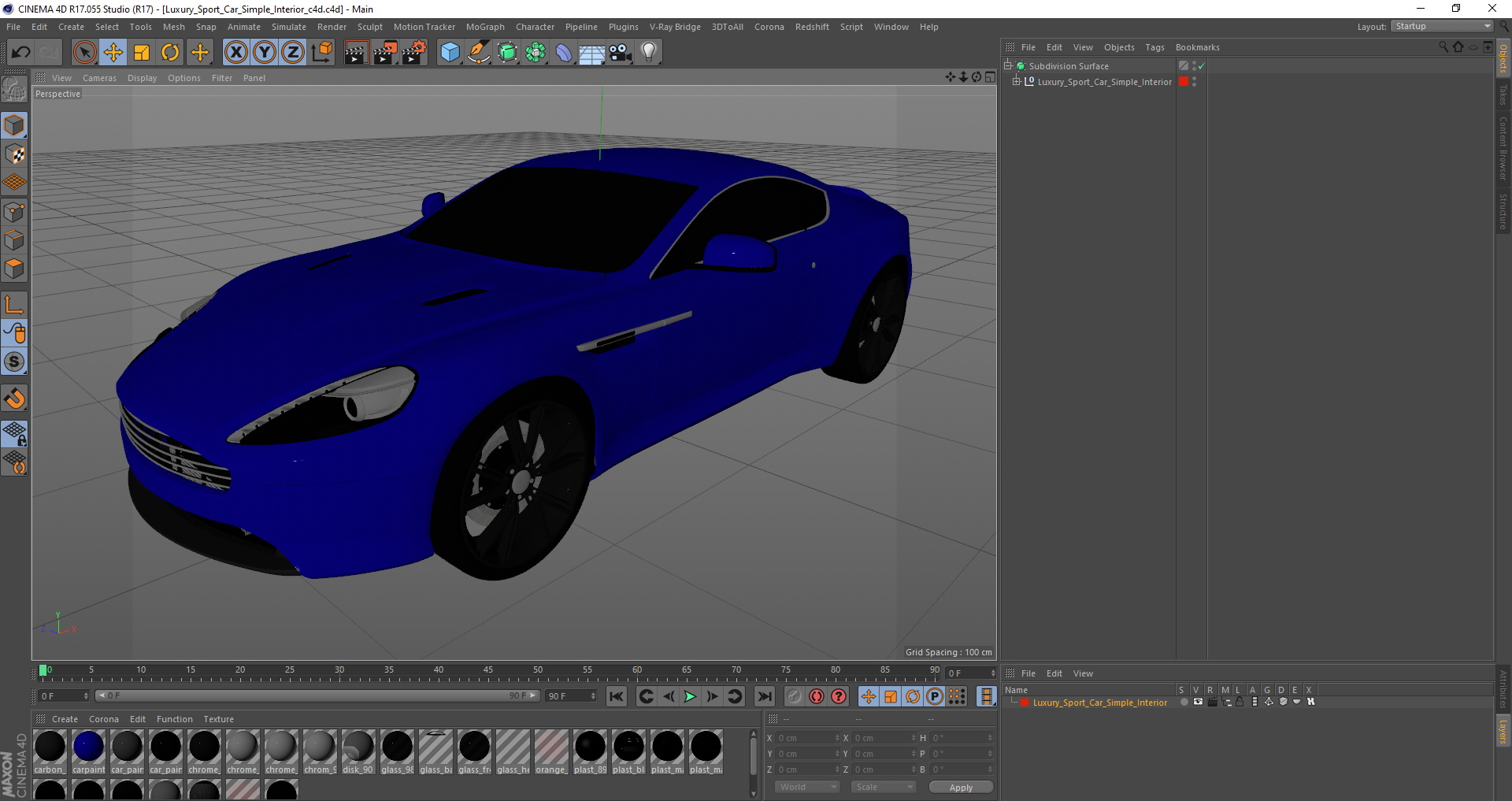 Luxury Sport Car Simple Interior 3D