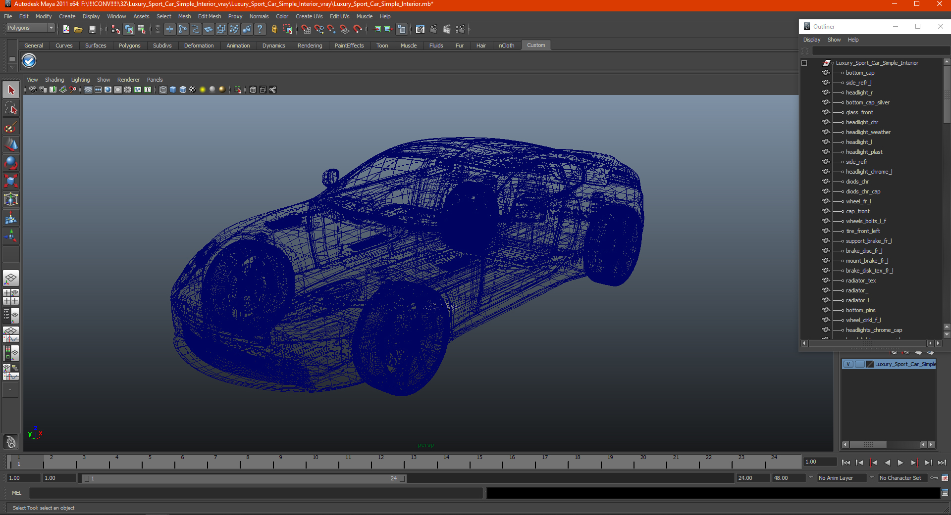 Luxury Sport Car Simple Interior 3D