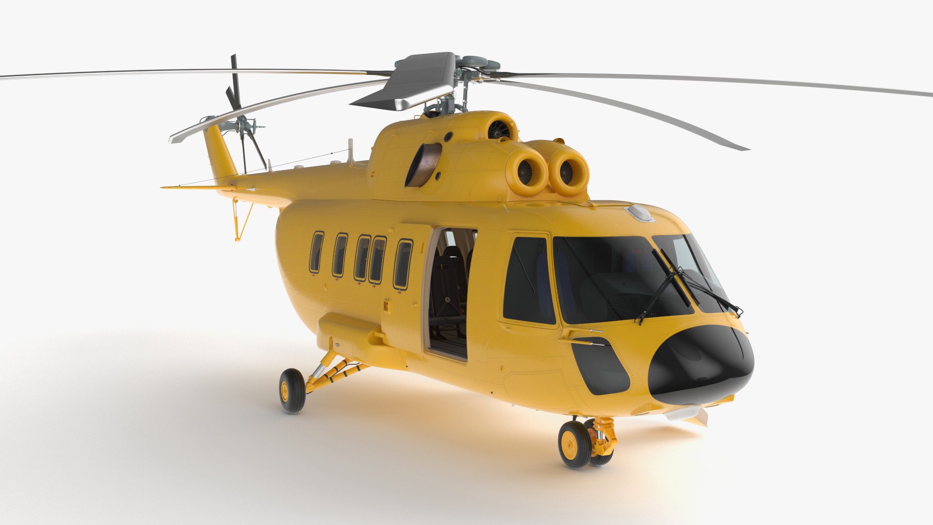 3D Offshore Cargo Helicopter Yellow Rigged for Maya model