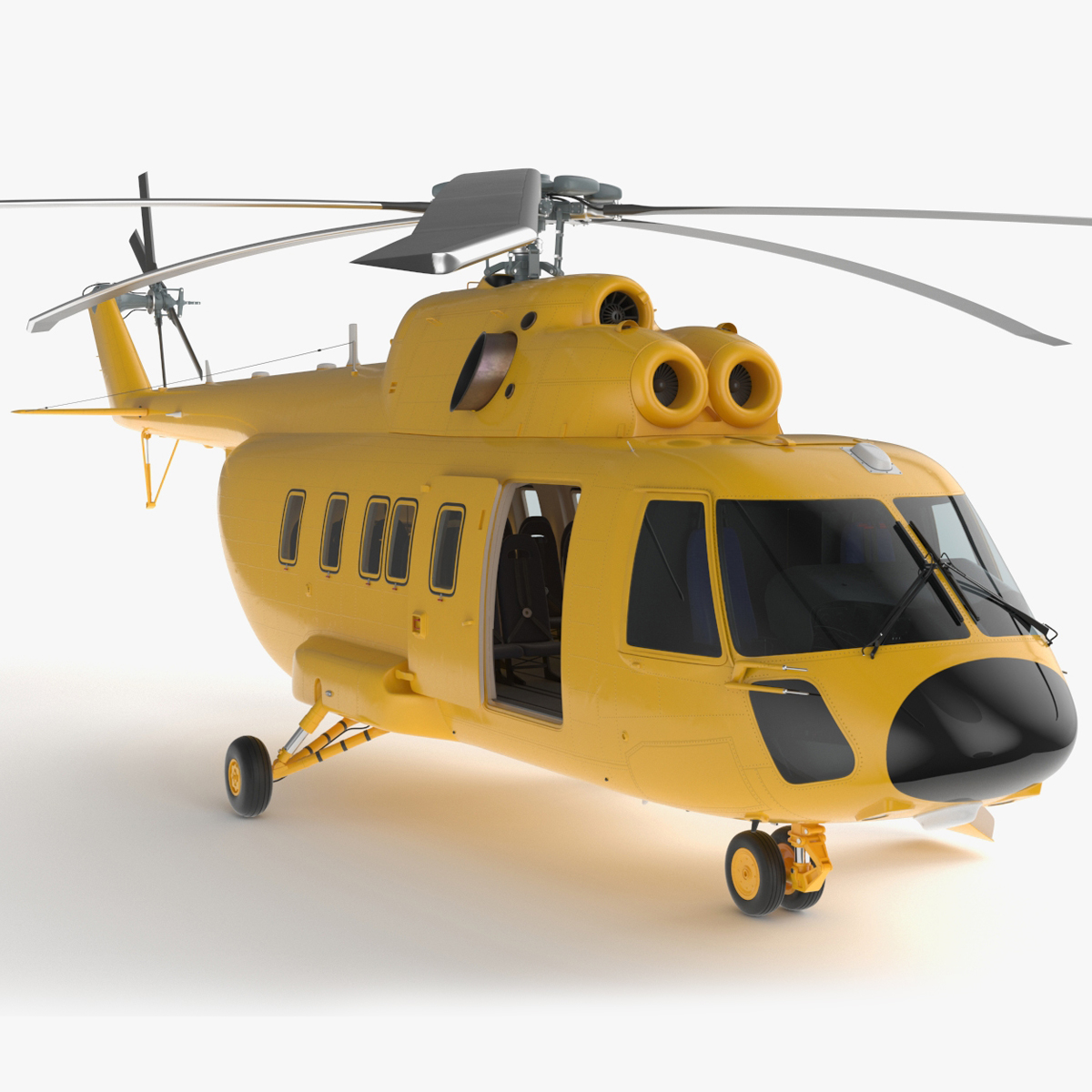 3D Offshore Cargo Helicopter Yellow Rigged for Maya model