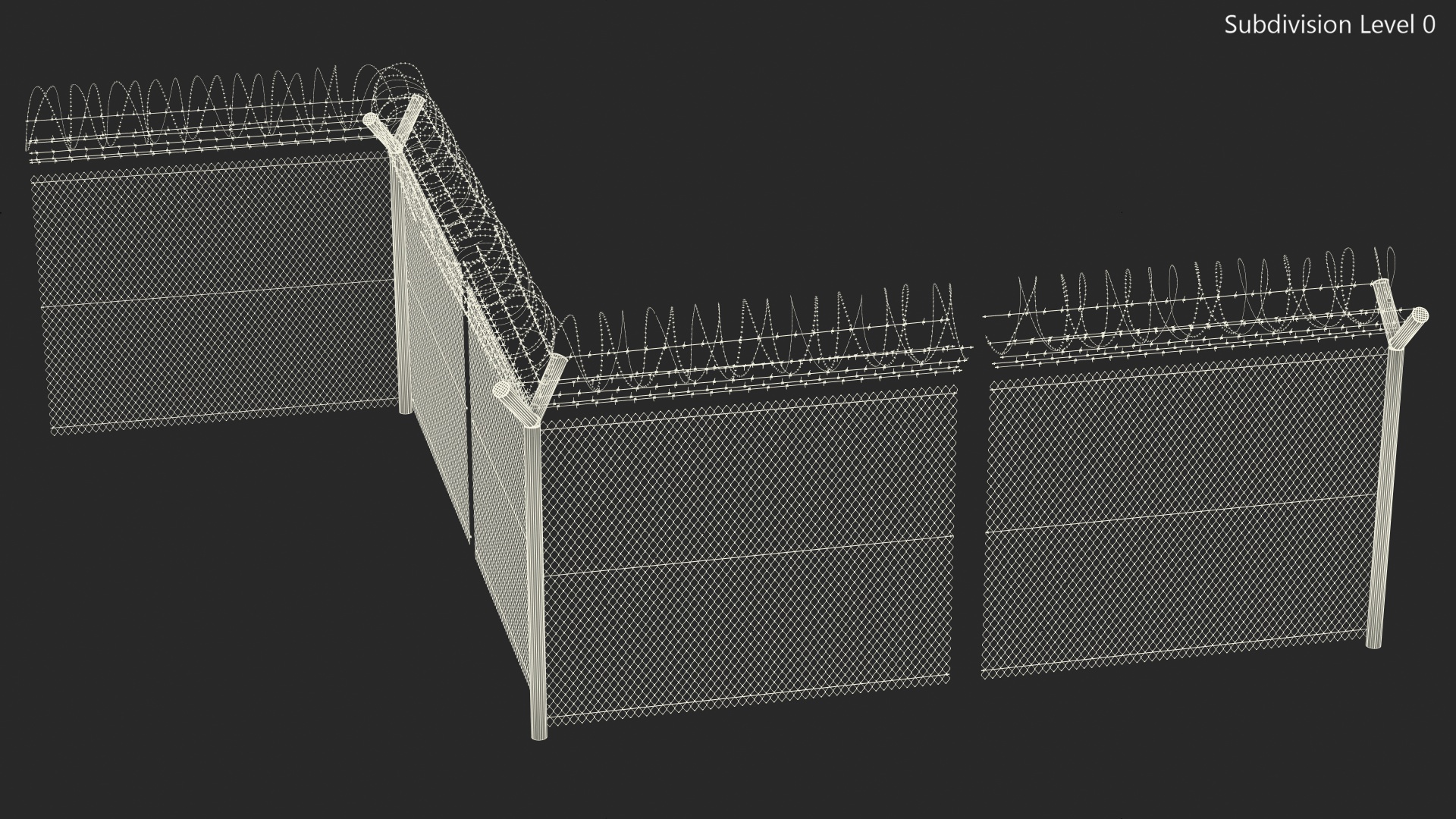 Barbed Razor Wire Mesh Fence Sections 3D