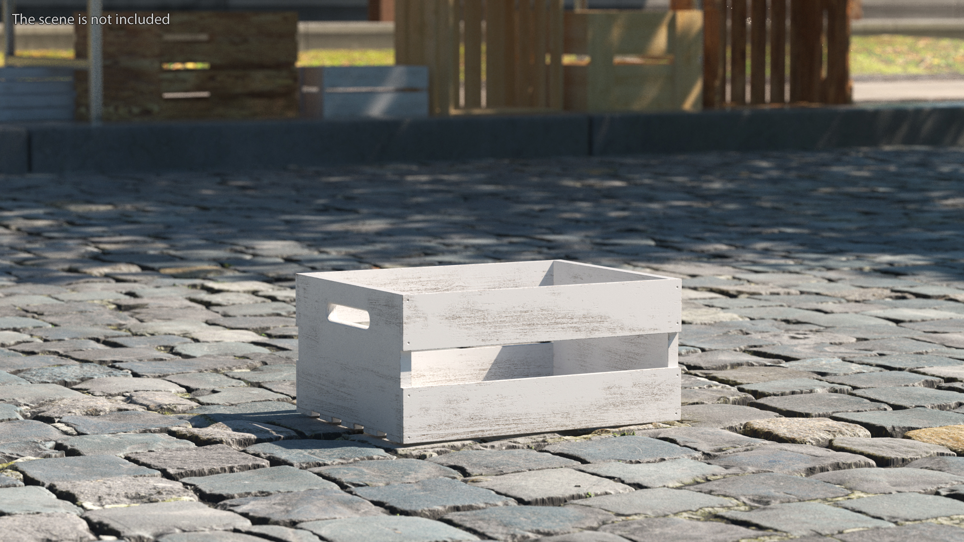White Wooden Small Low Fruit Box 3D