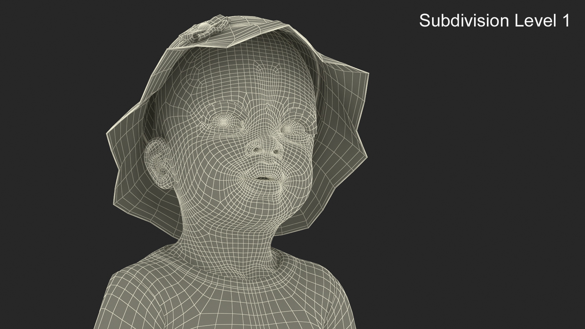 3D Toddler Black Girl Light Skin in Summer Standing model