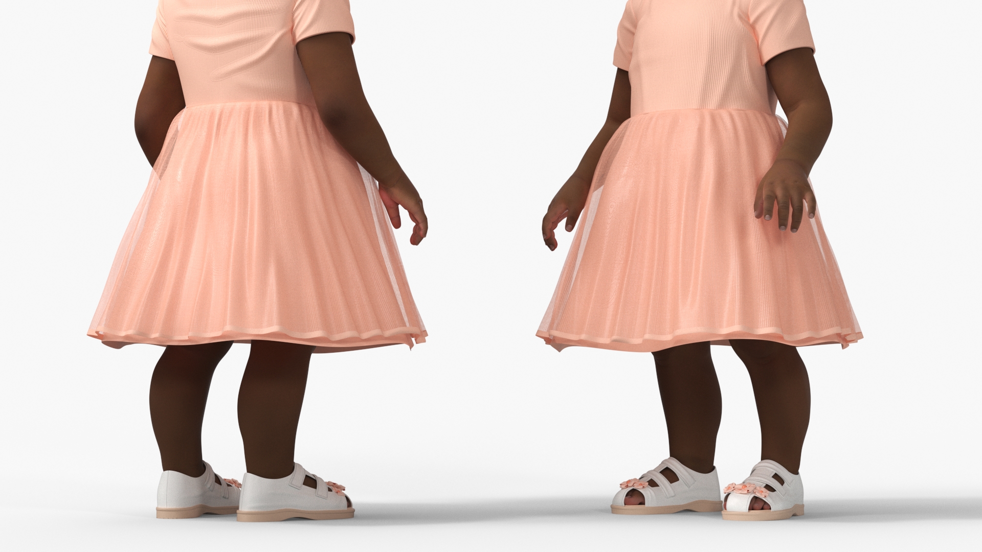 3D Toddler Black Girl Light Skin in Summer Standing model