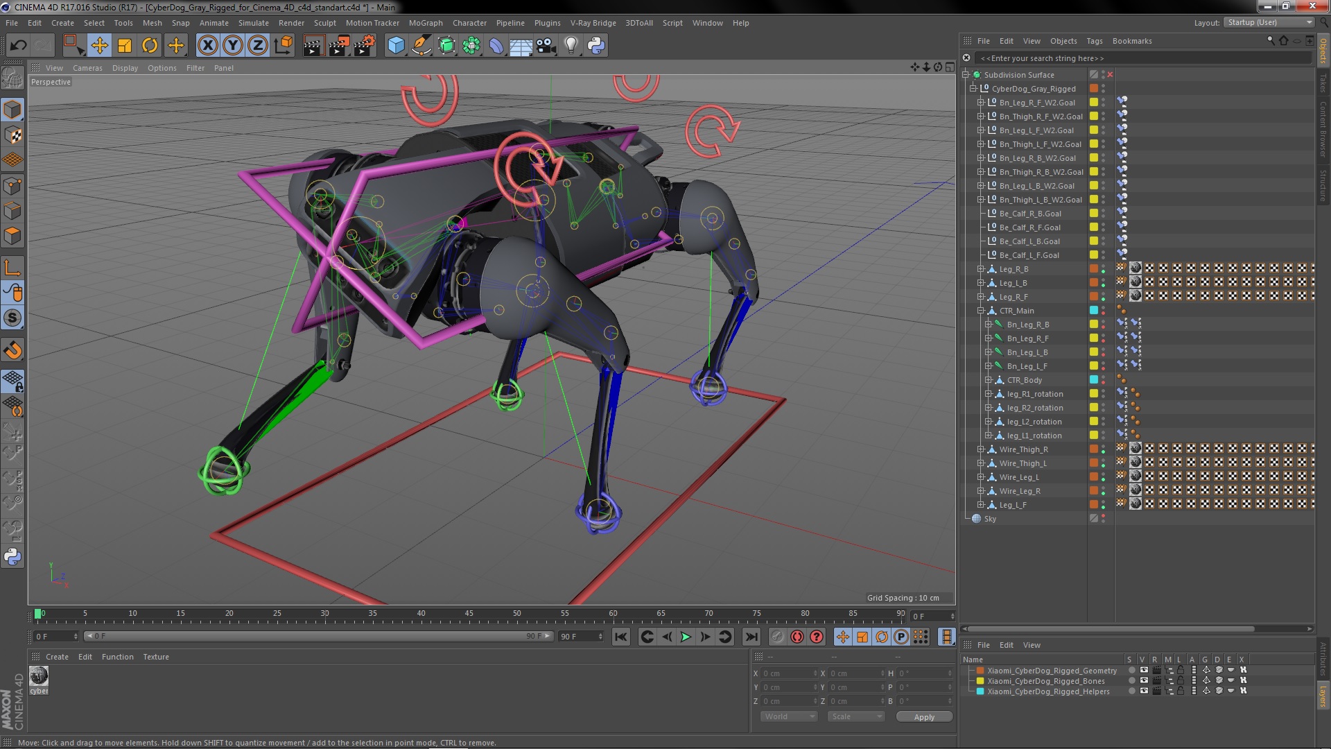 CyberDog Gray Rigged for Cinema 4D 3D model