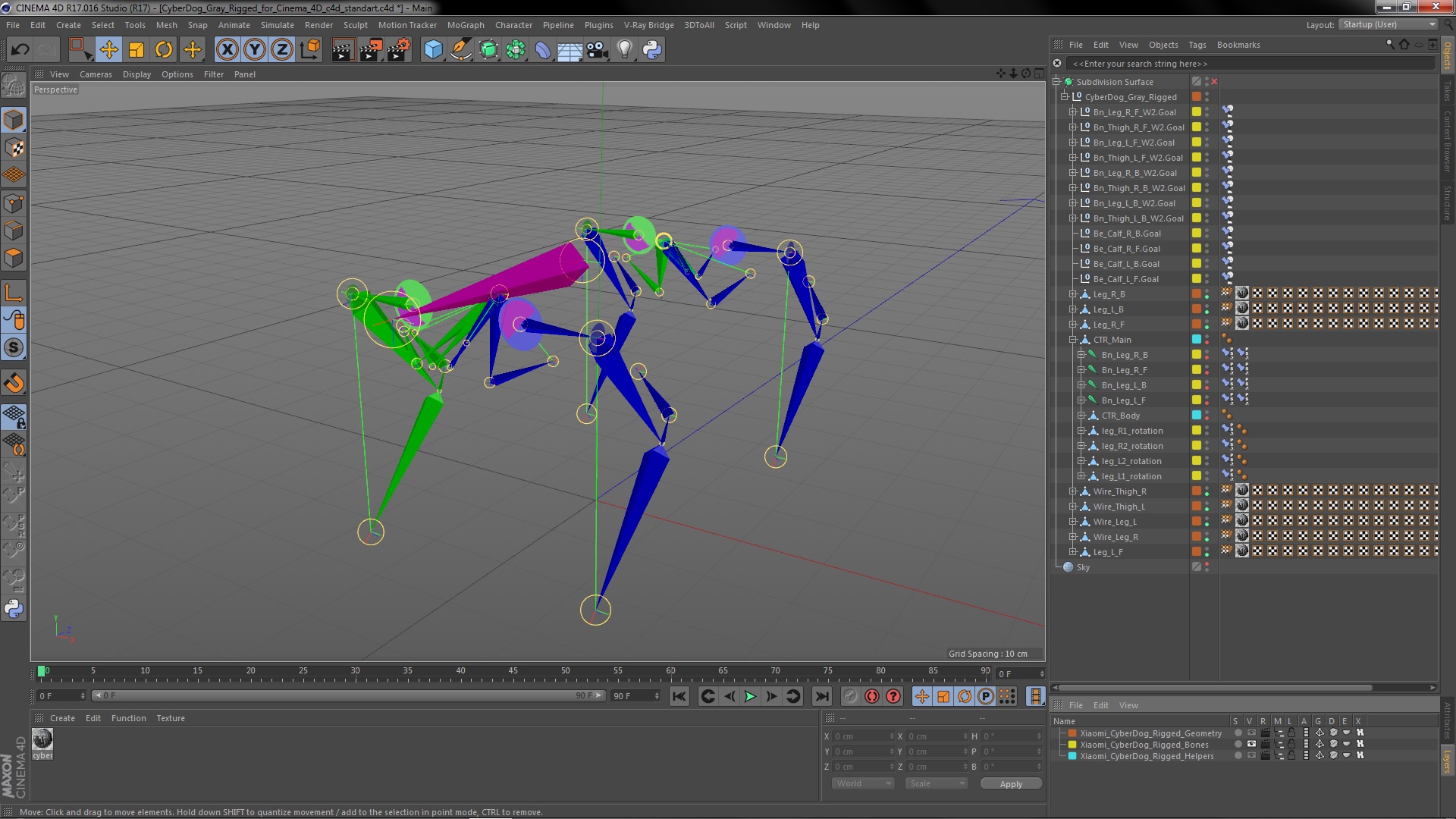 CyberDog Gray Rigged for Cinema 4D 3D model