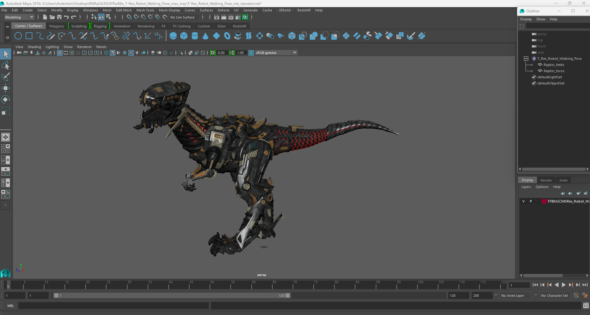 T-Rex Robot Walking Pose 3D model