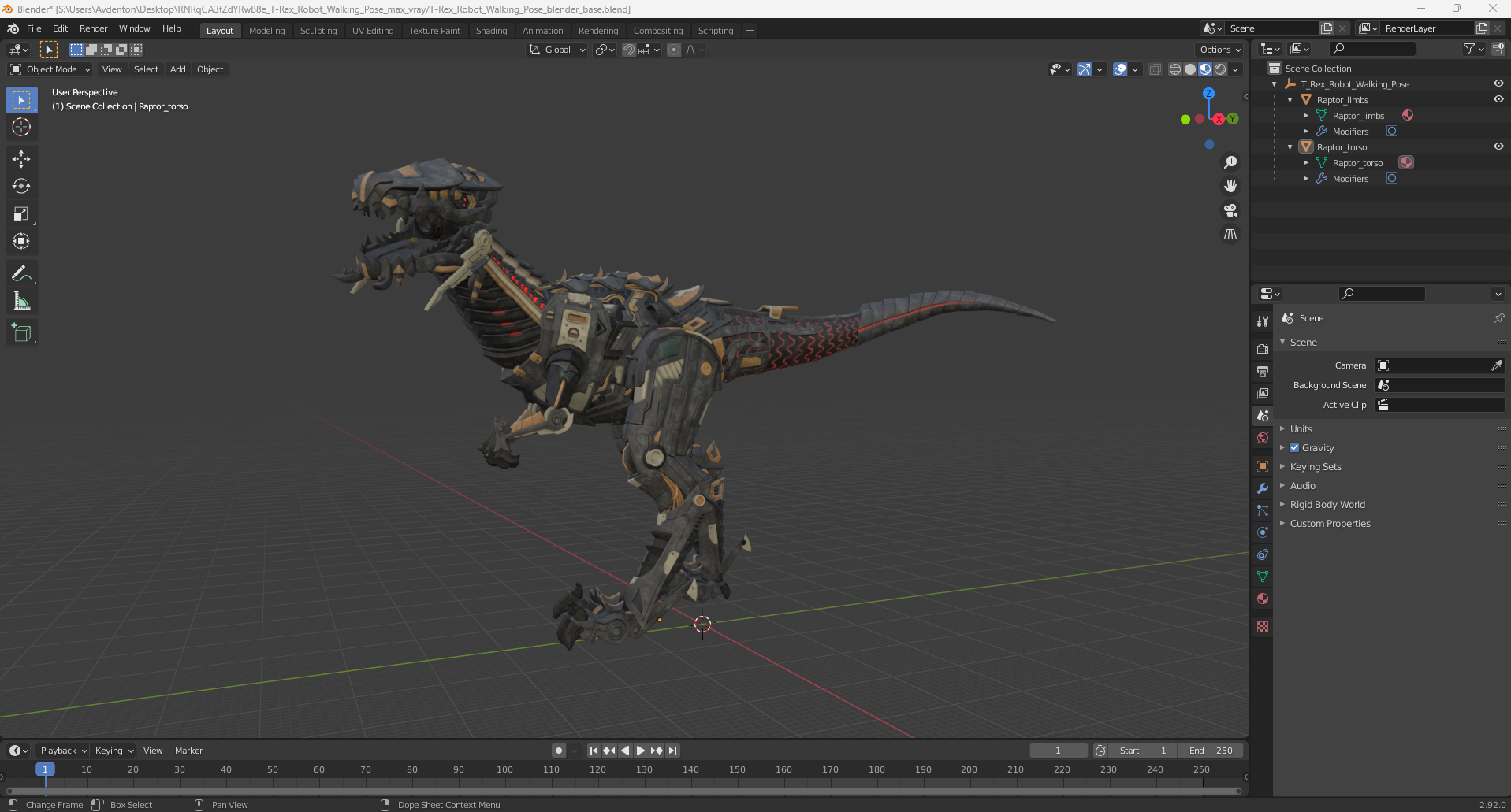 T-Rex Robot Walking Pose 3D model