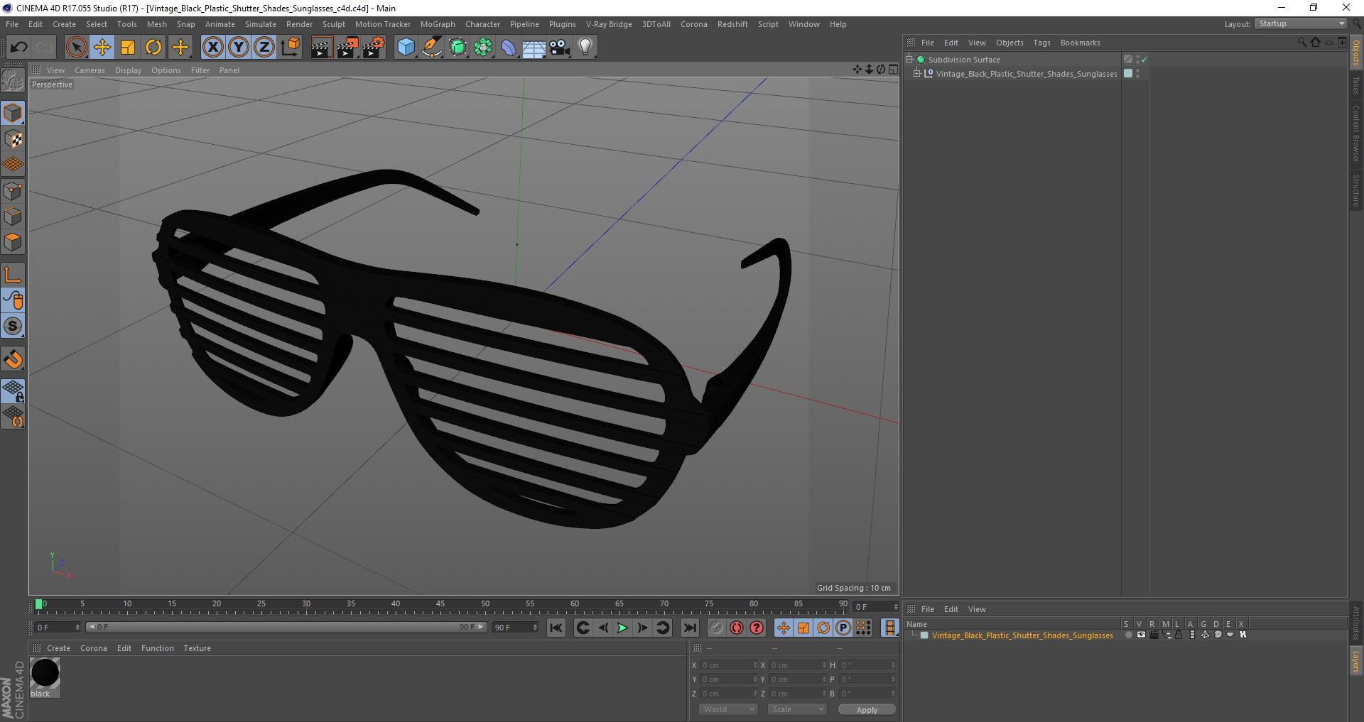Vintage Black Plastic Shutter Shades Sunglasses 3D