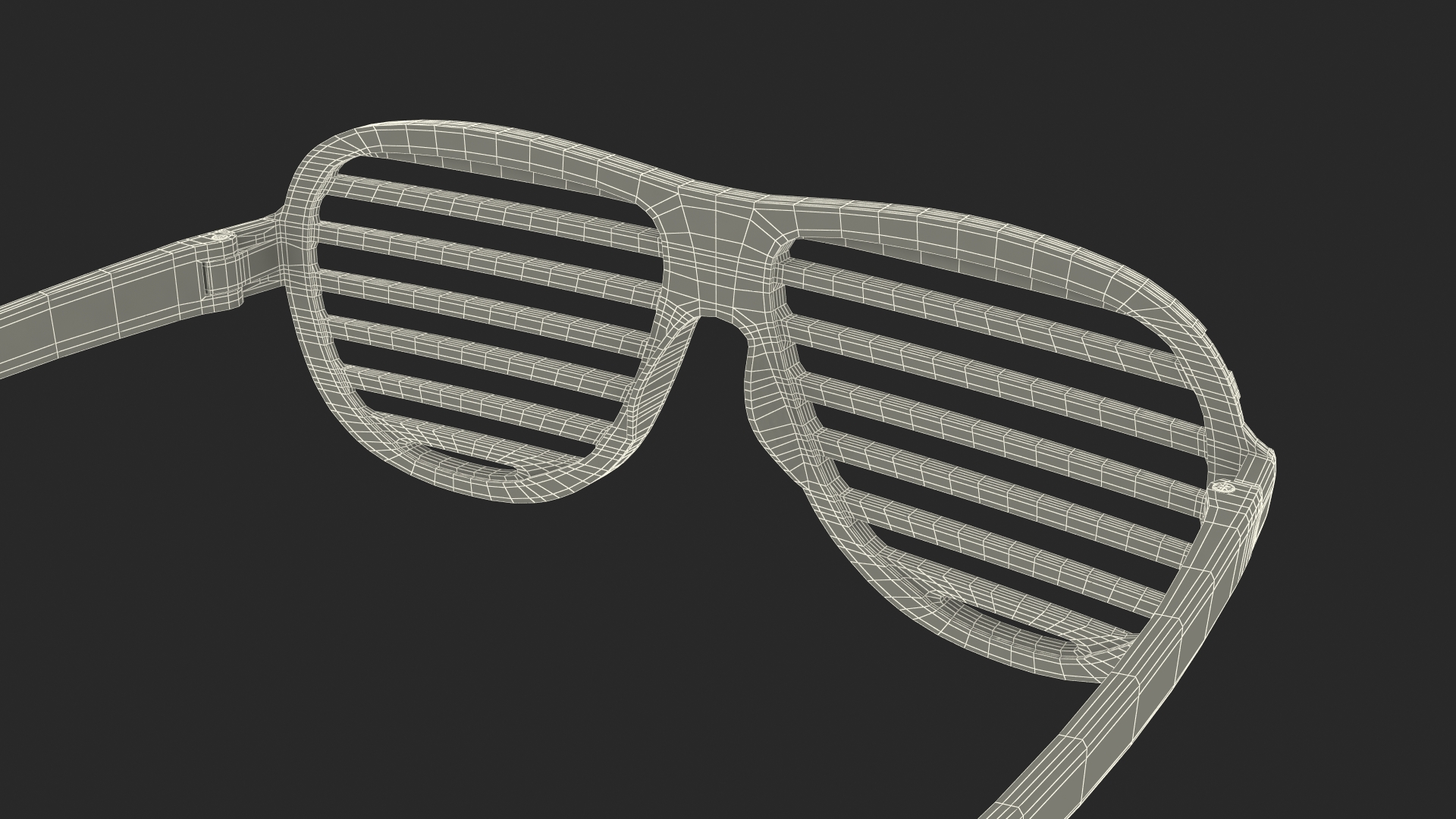 Vintage Black Plastic Shutter Shades Sunglasses 3D