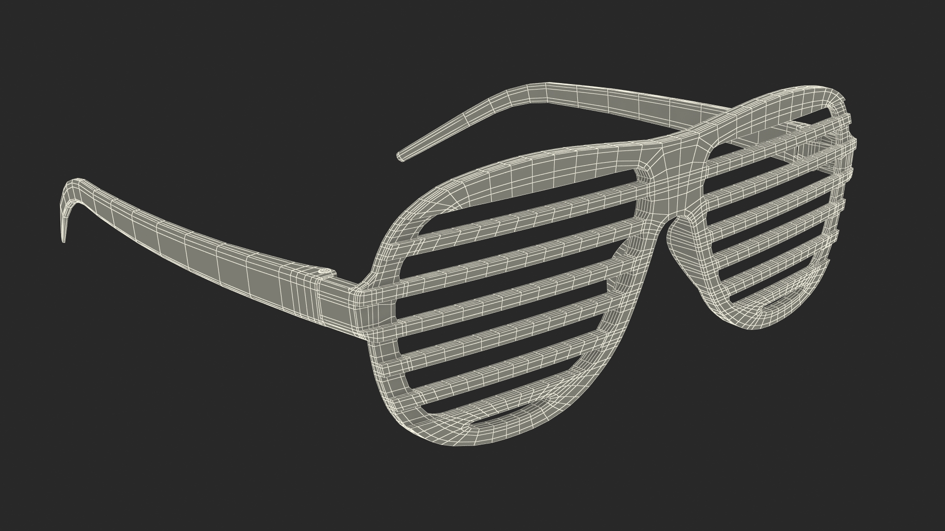 Vintage Black Plastic Shutter Shades Sunglasses 3D