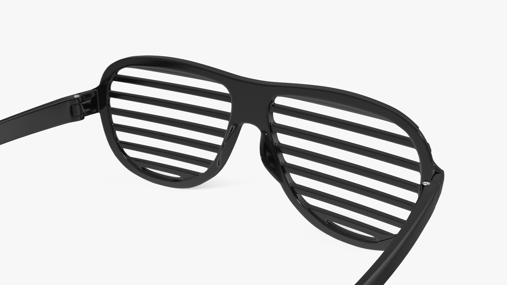 Vintage Black Plastic Shutter Shades Sunglasses 3D