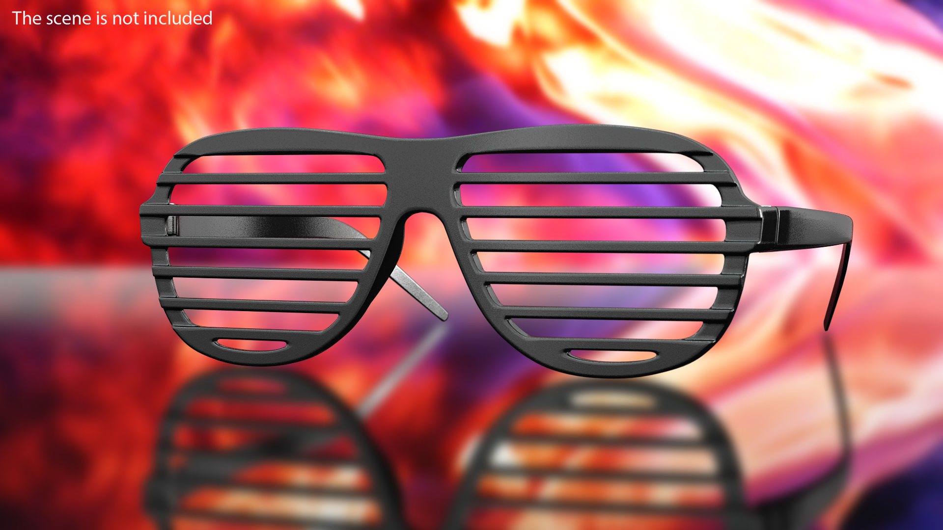 Vintage Black Plastic Shutter Shades Sunglasses 3D