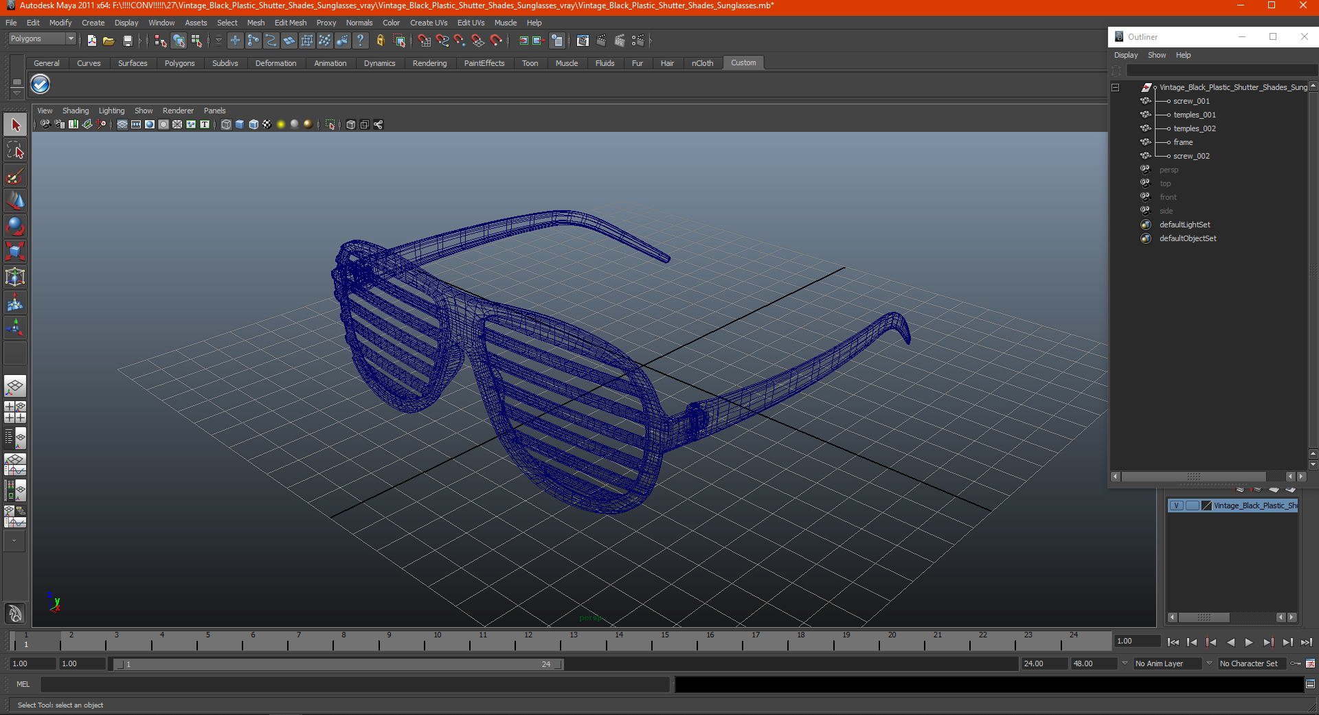 Vintage Black Plastic Shutter Shades Sunglasses 3D