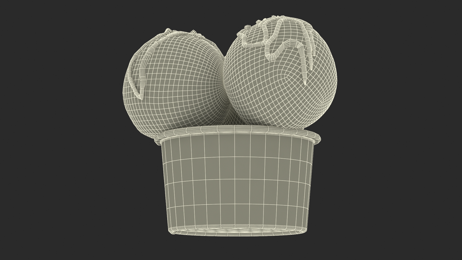 Ice Cream Chocolate Balls with Nuts in Cardboard Cup 3D