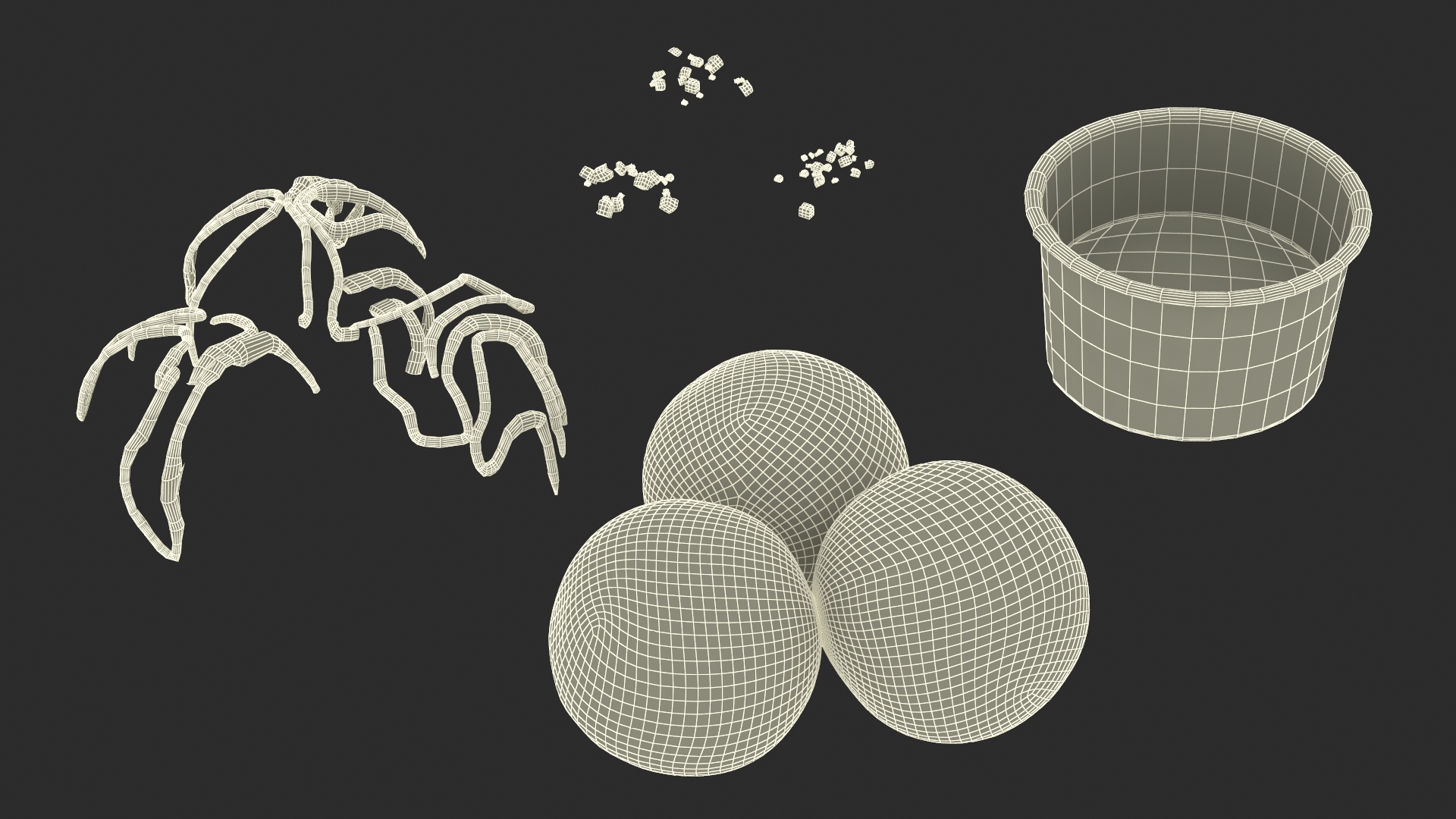 Ice Cream Chocolate Balls with Nuts in Cardboard Cup 3D