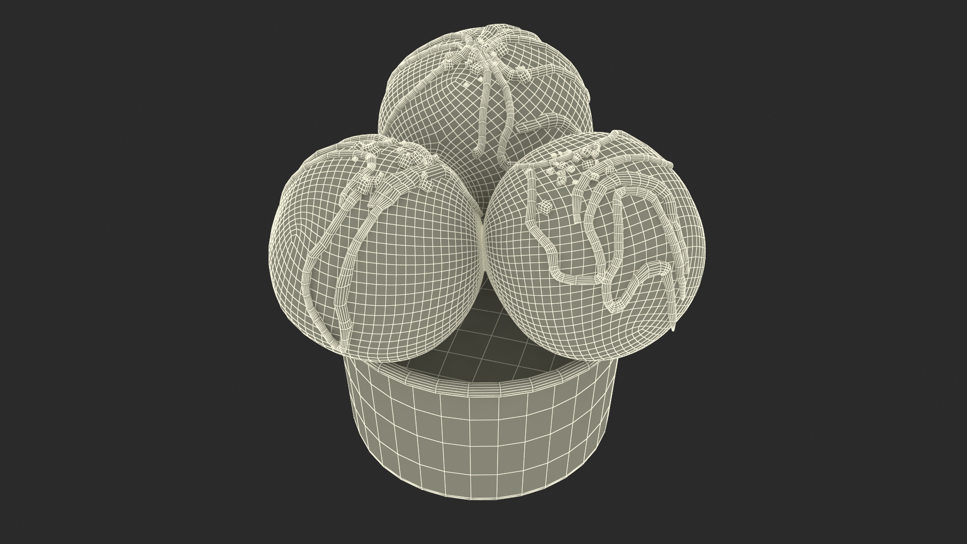Ice Cream Chocolate Balls with Nuts in Cardboard Cup 3D