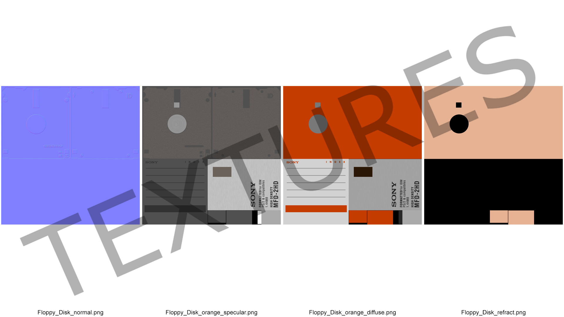 3D model Sony MFD 2HD Floppy Diskette Orange