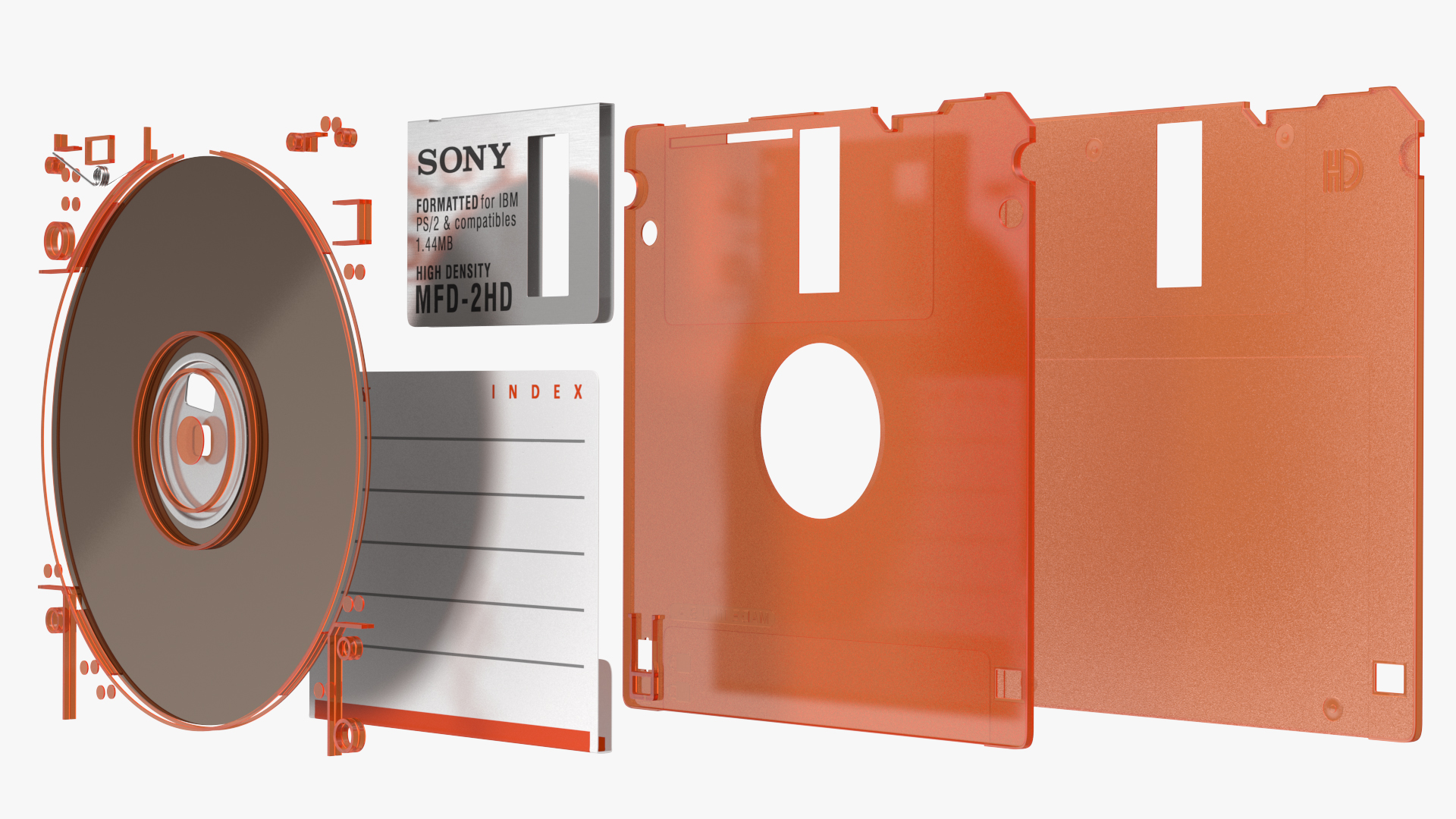 3D model Sony MFD 2HD Floppy Diskette Orange