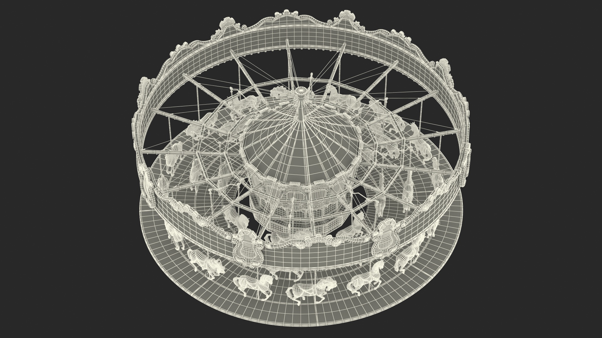 Amusment Park Carousel Rigged 3D model