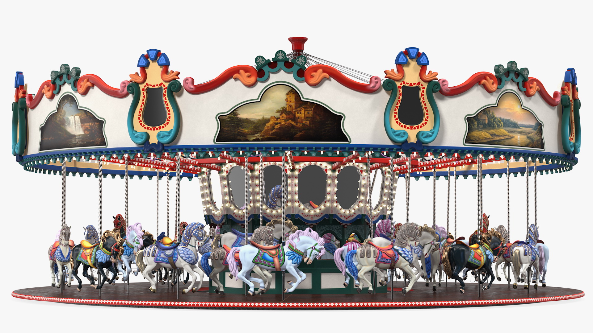 Amusment Park Carousel Rigged 3D model