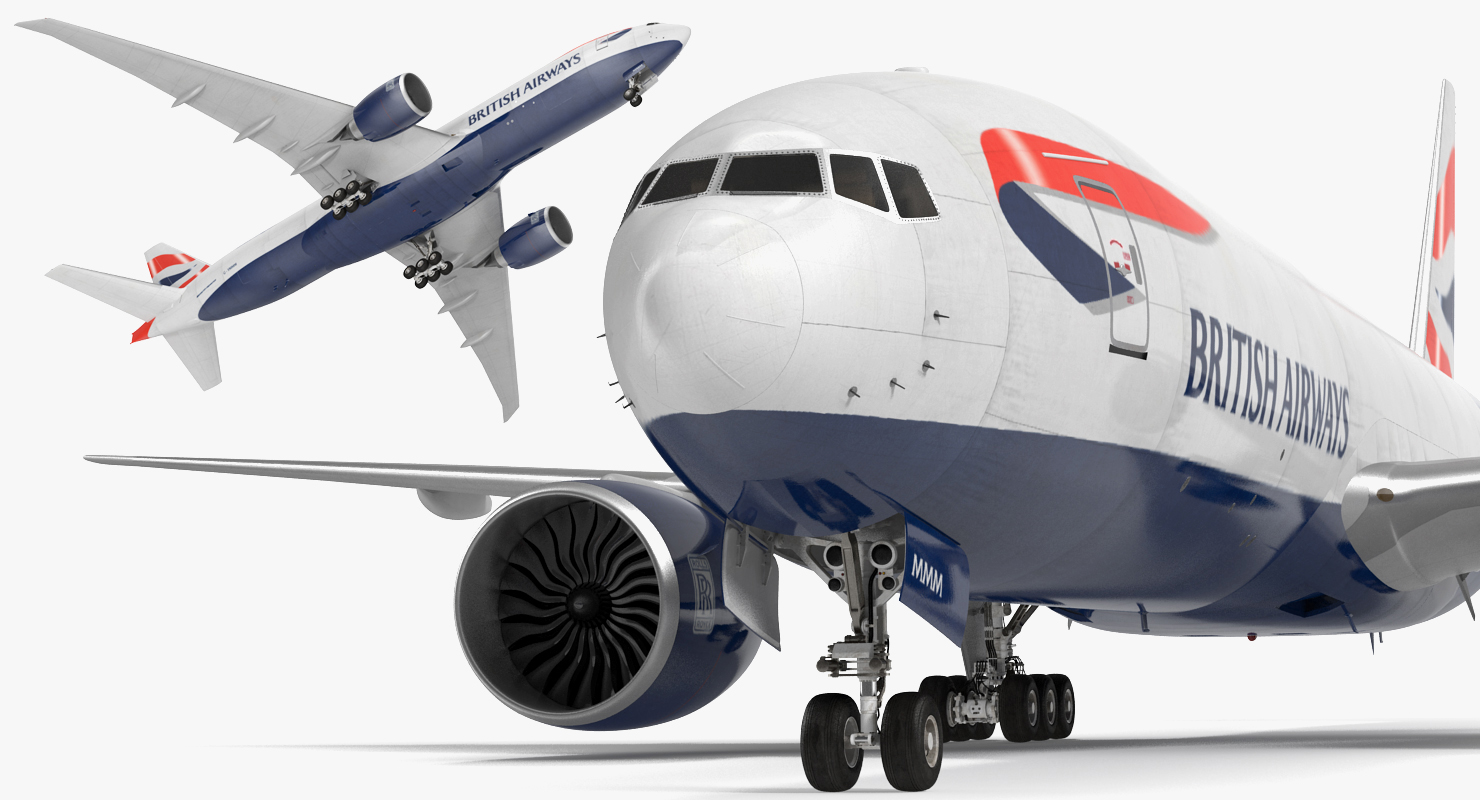 3D Boeing 777 Freighter British Airways Rigged model
