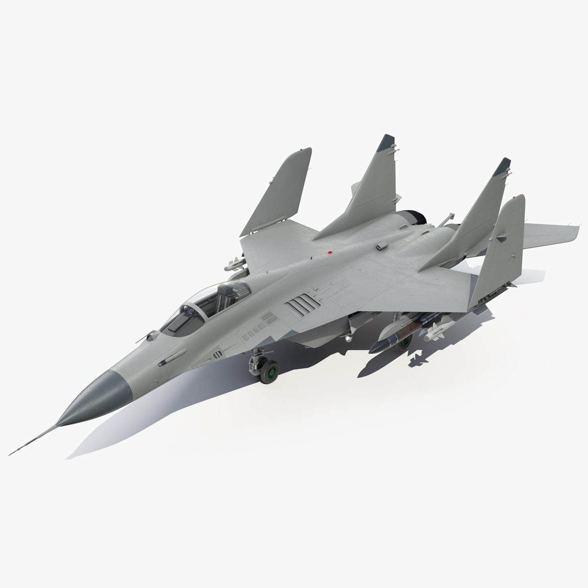 3D model MiG 29 Fighter Aircraft with X-31PM Supersonic Missile Rigged for Cinema 4D