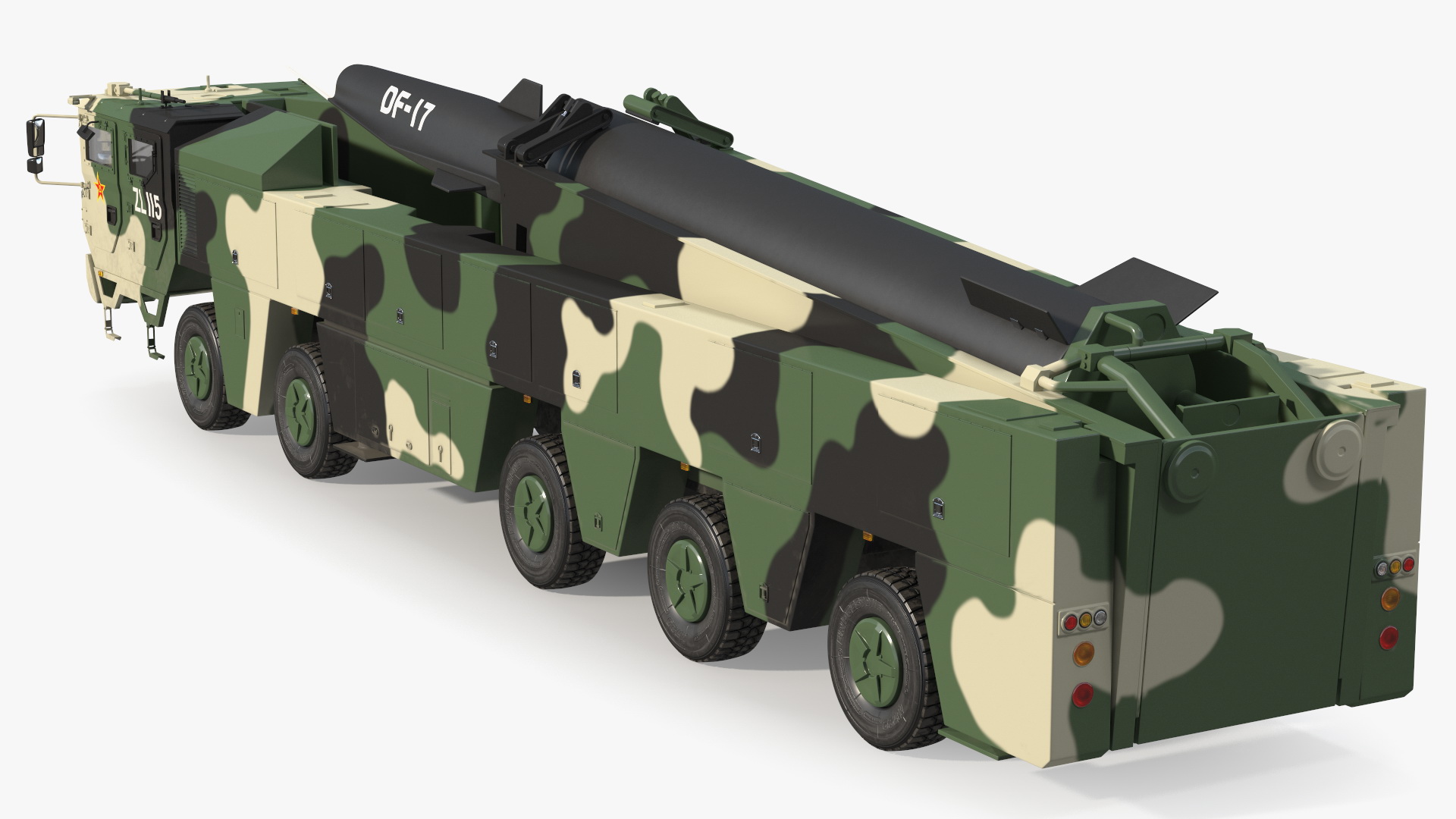 3D DF-17 Missile on Road Mobile Vehicle