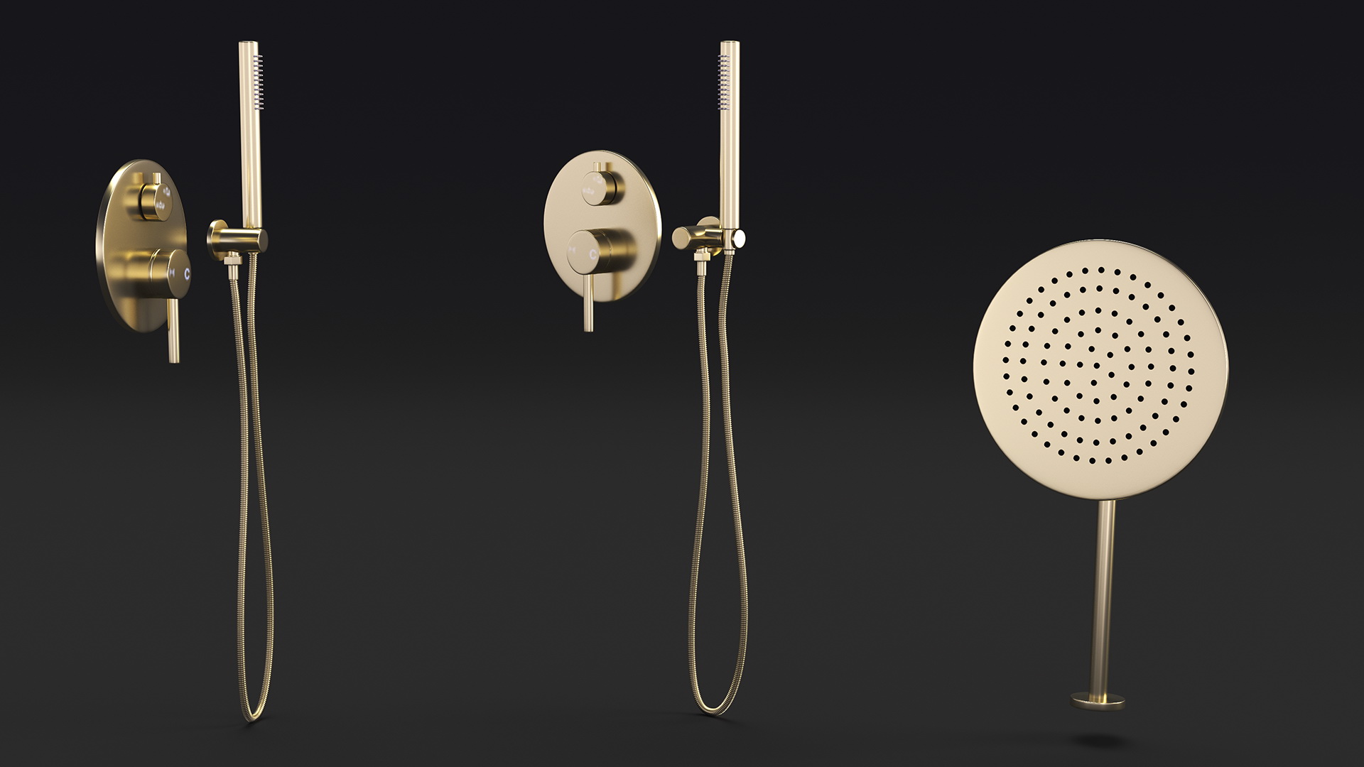 3D model Rectangle Shower Stall with Sliding Door Gold