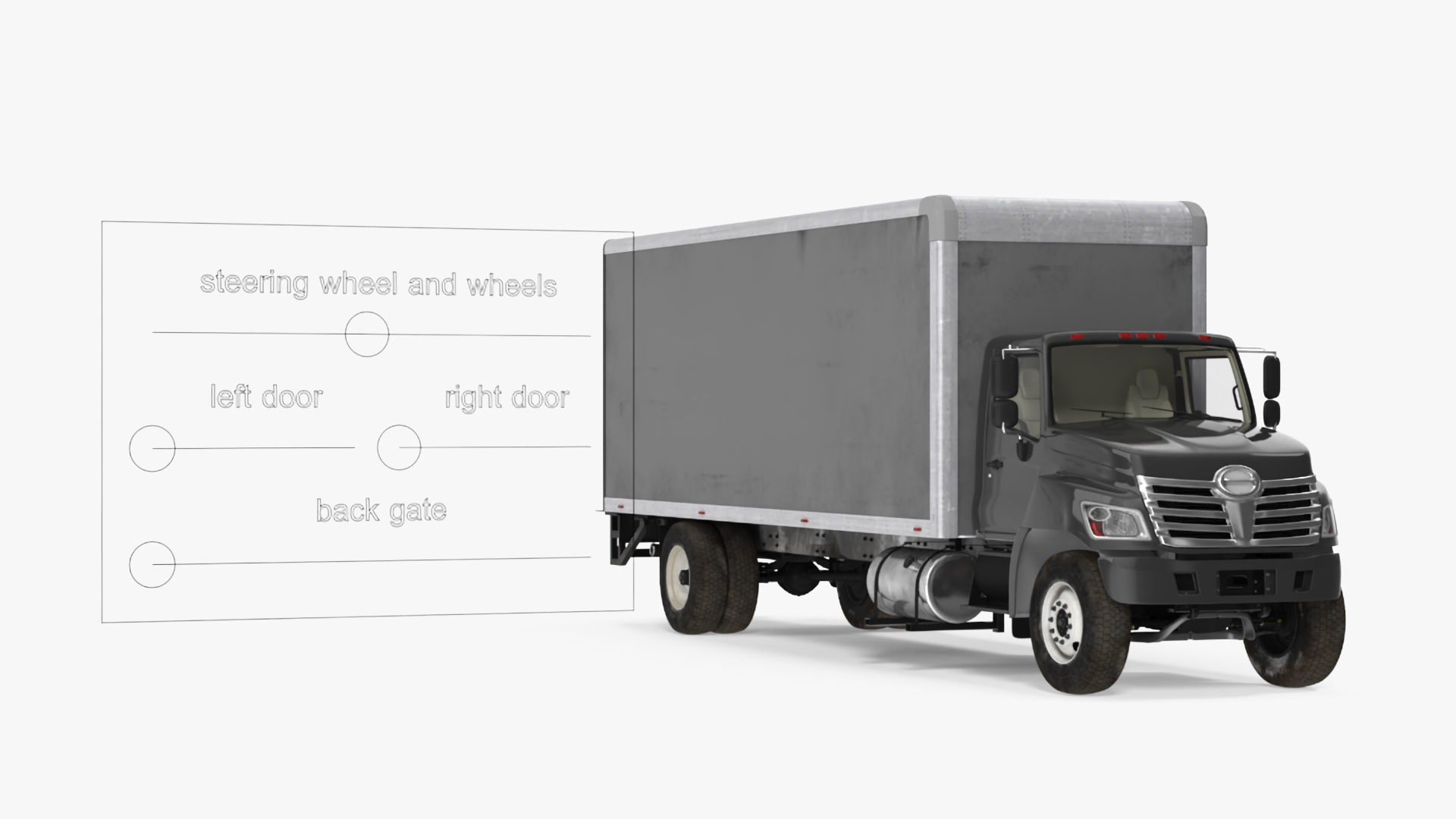 3D Cargo Box Truck Rigged for Maya