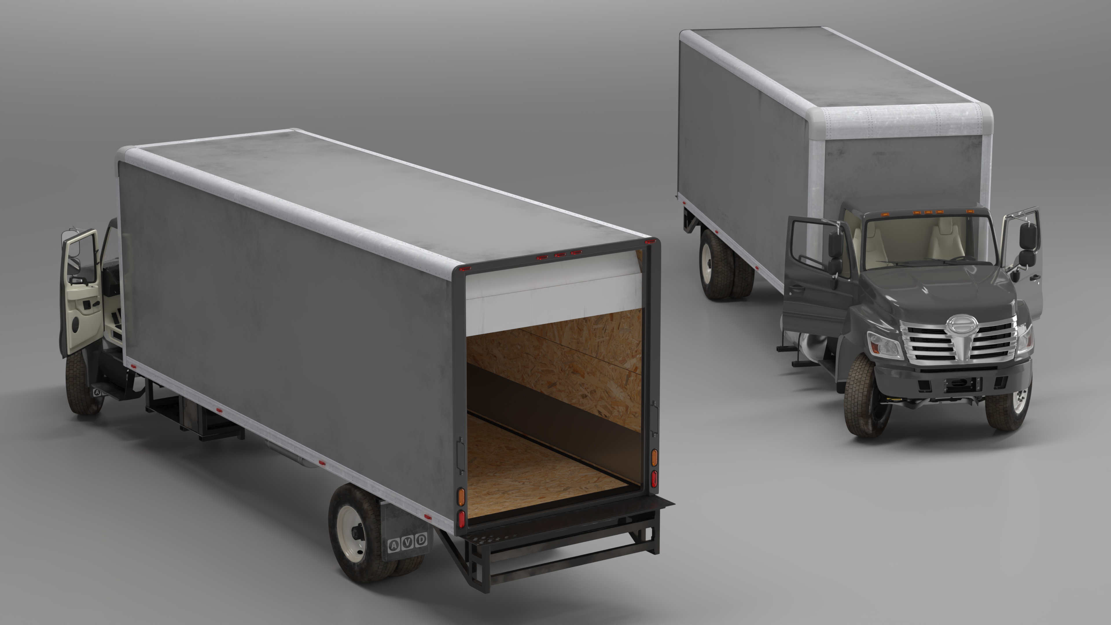 3D Cargo Box Truck Rigged for Maya