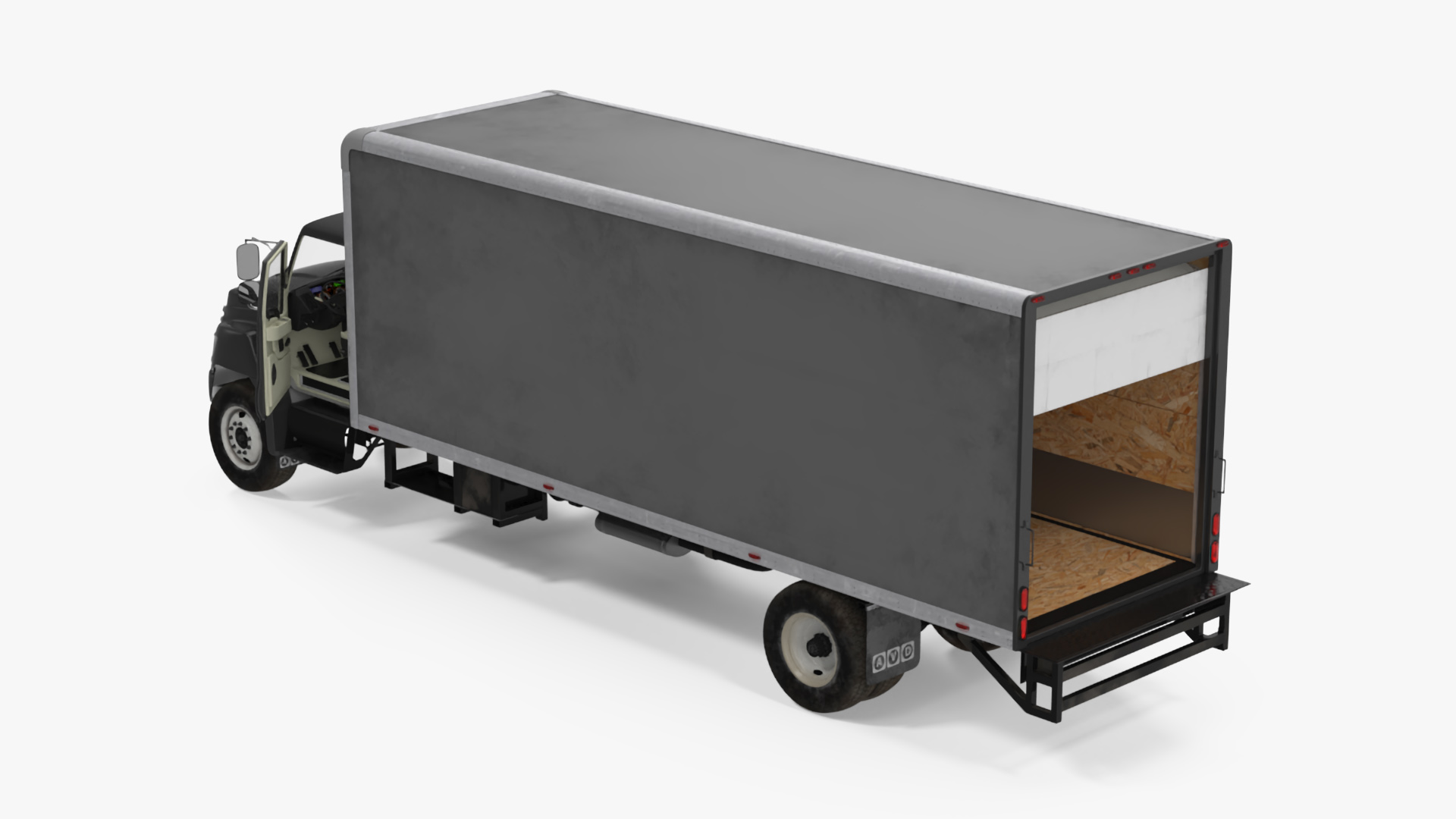 3D Cargo Box Truck Rigged for Maya