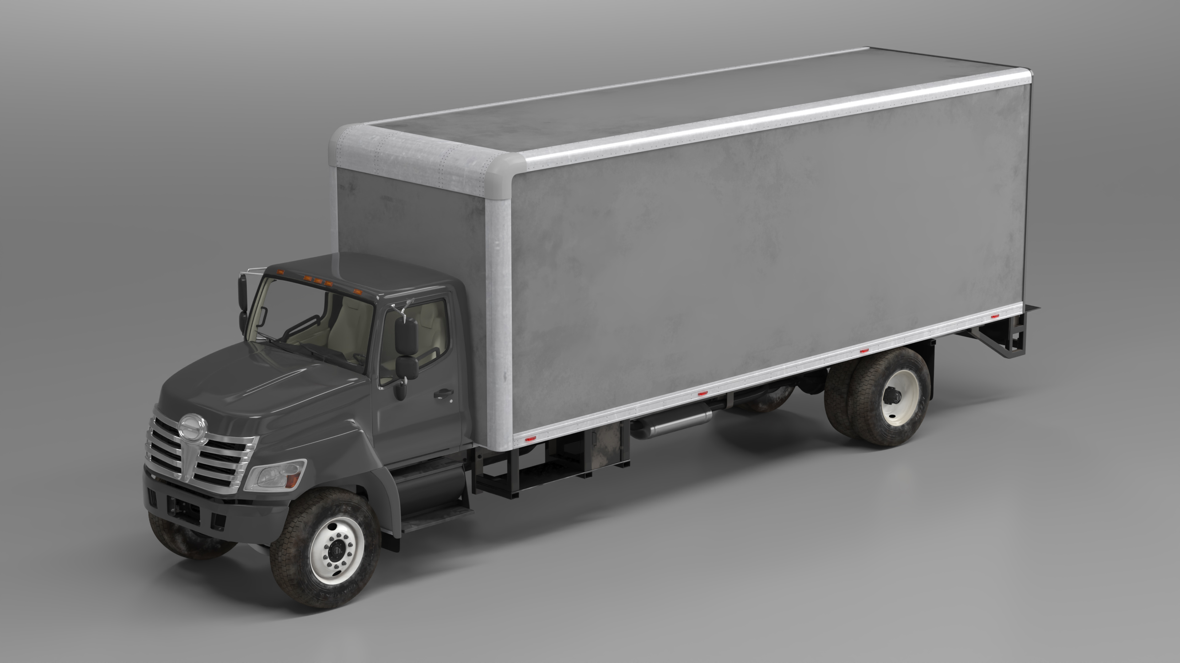 3D Cargo Box Truck Rigged for Maya
