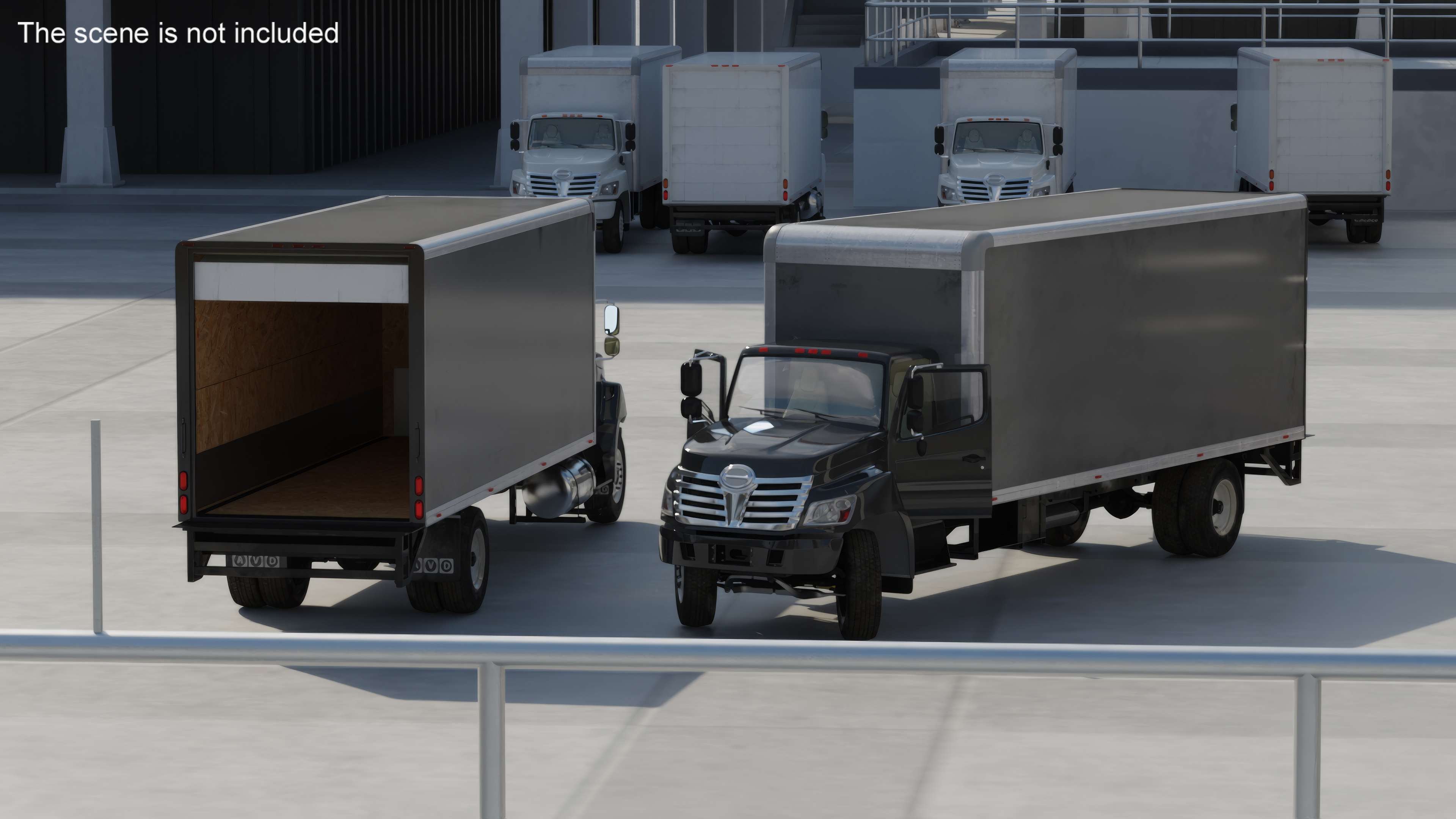 3D Cargo Box Truck Rigged for Maya