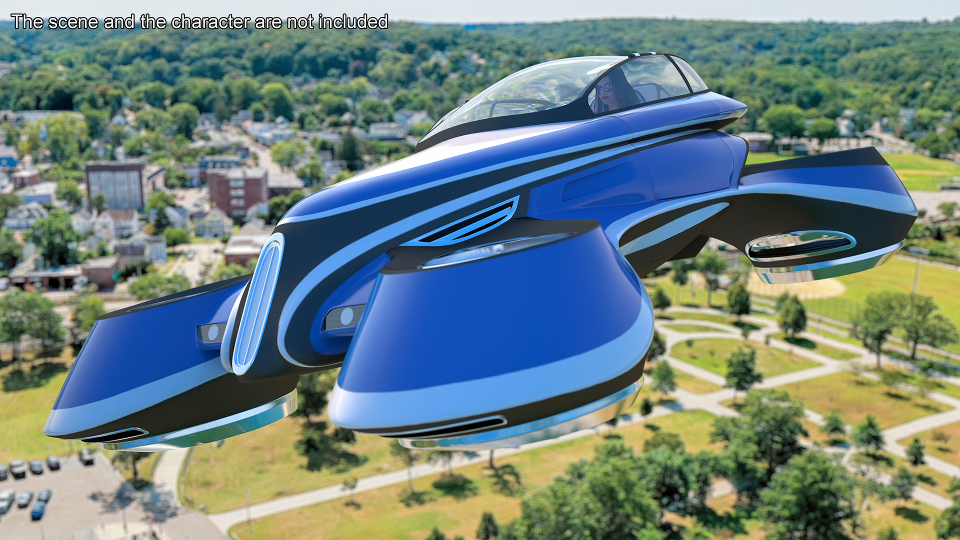 Hover Car Concept by Lazzarini Blue Rigged 3D