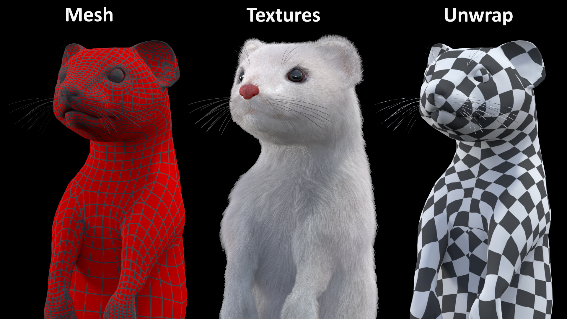 3D model Standing White Ermine Fur