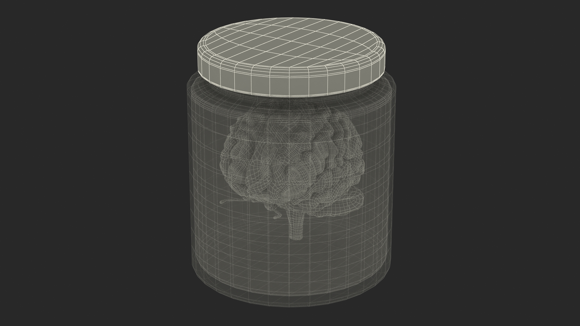 Human Brain in Glass Jar 3D model