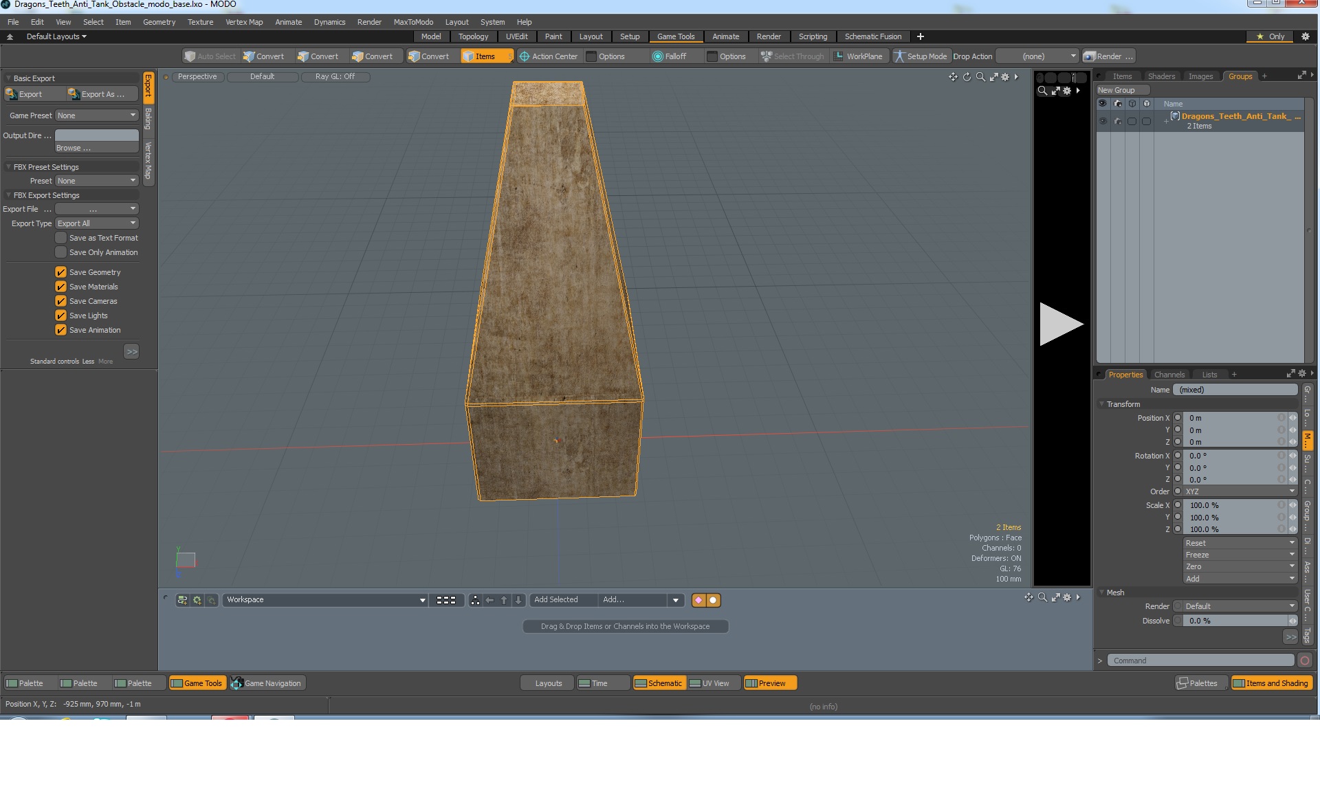Dragons Teeth Anti Tank Obstacle 3D