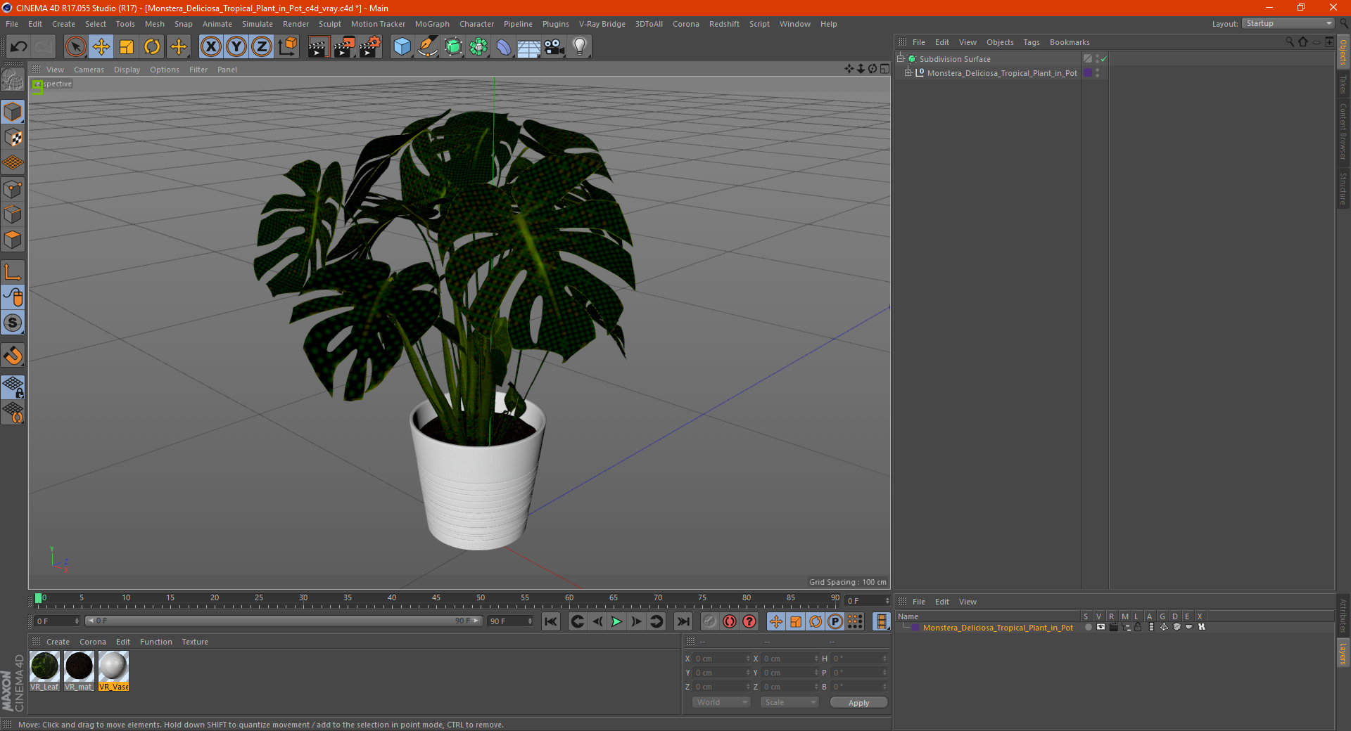3D model Monstera Deliciosa Tropical Plant in Pot