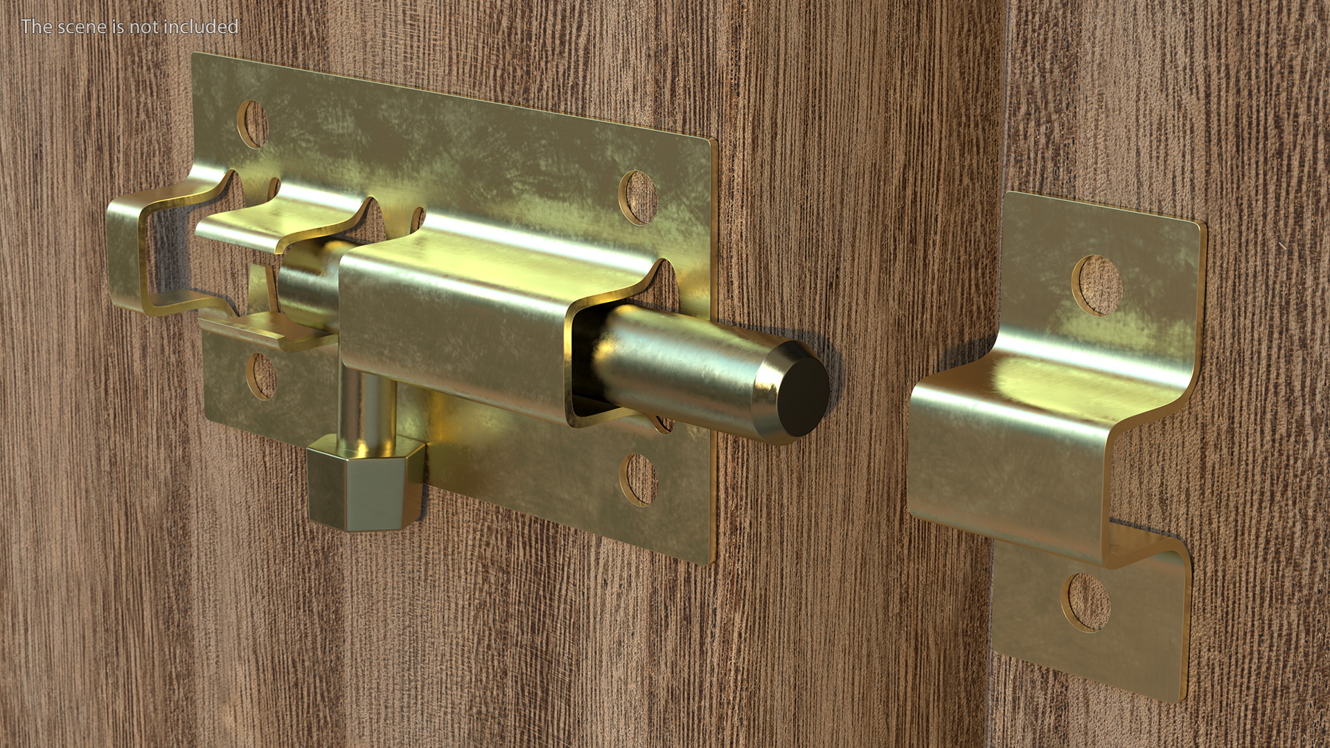 3D Brass Sliding Door Locks Set model