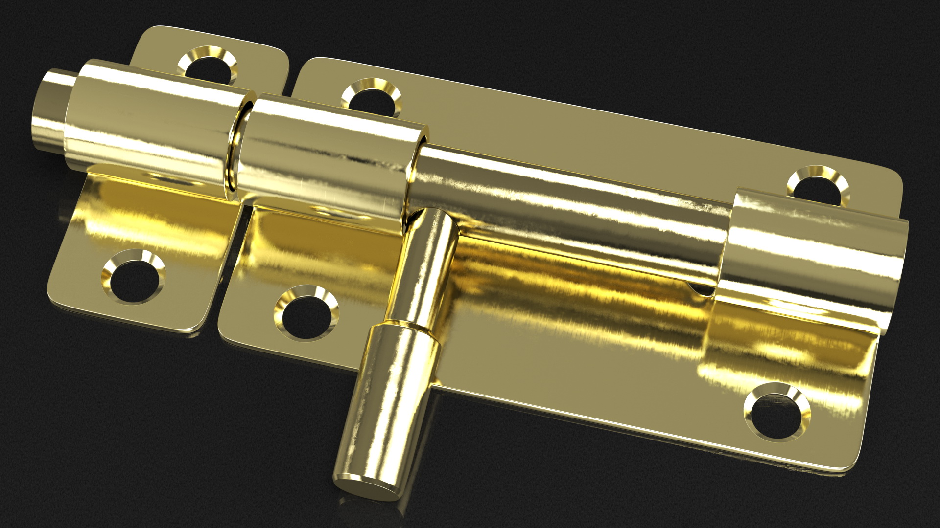 3D Brass Sliding Door Locks Set model