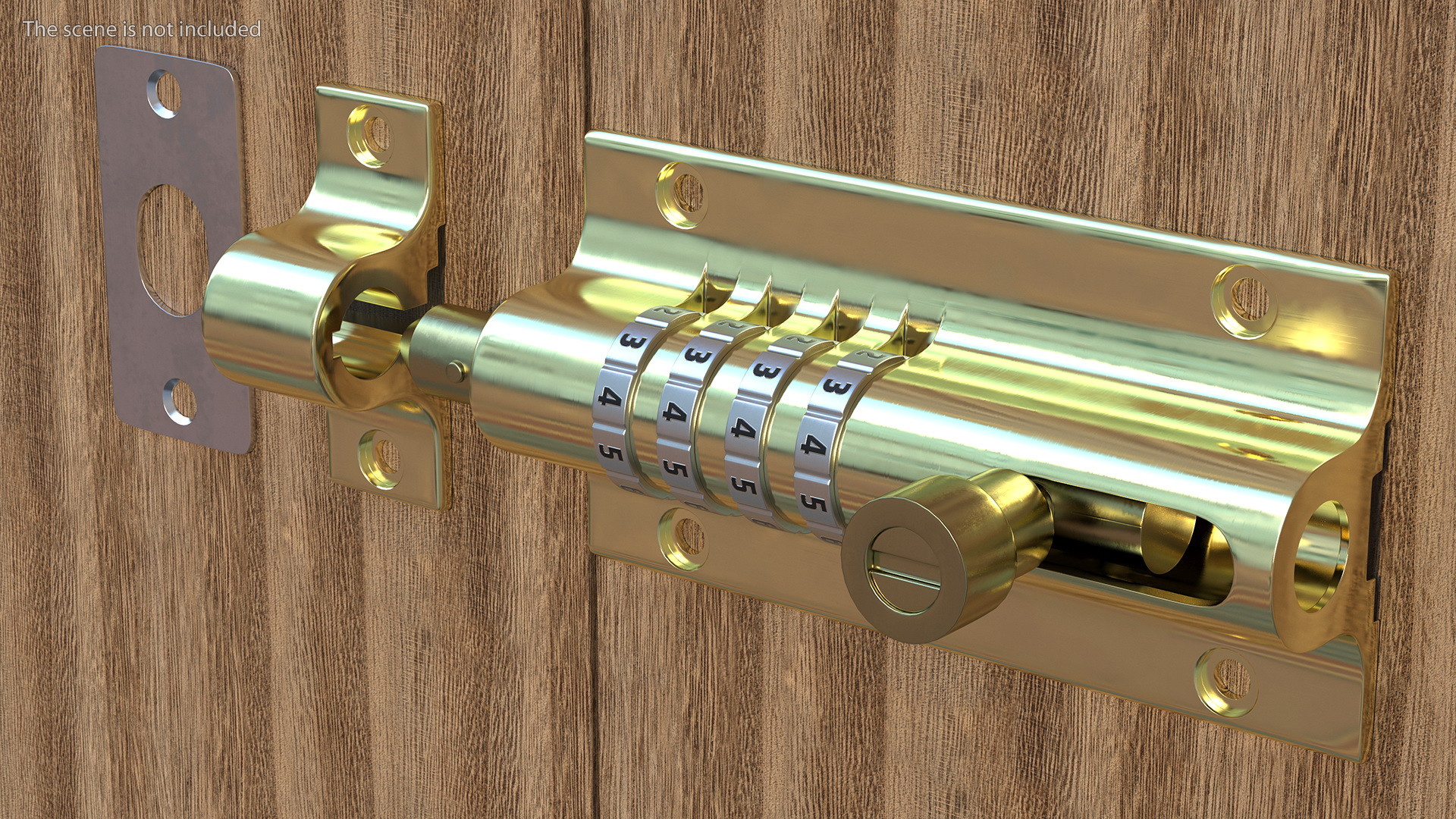 3D Brass Sliding Door Locks Set model