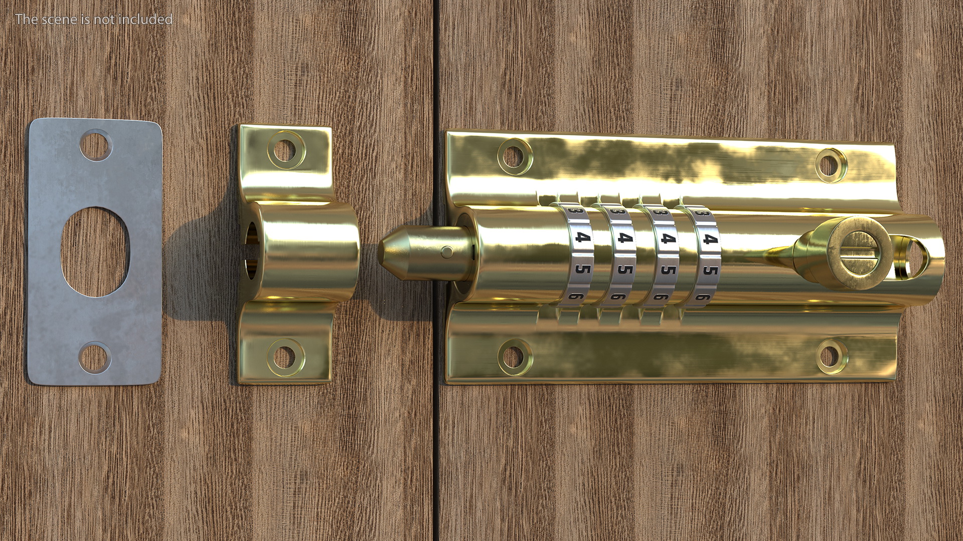 3D Brass Sliding Door Locks Set model
