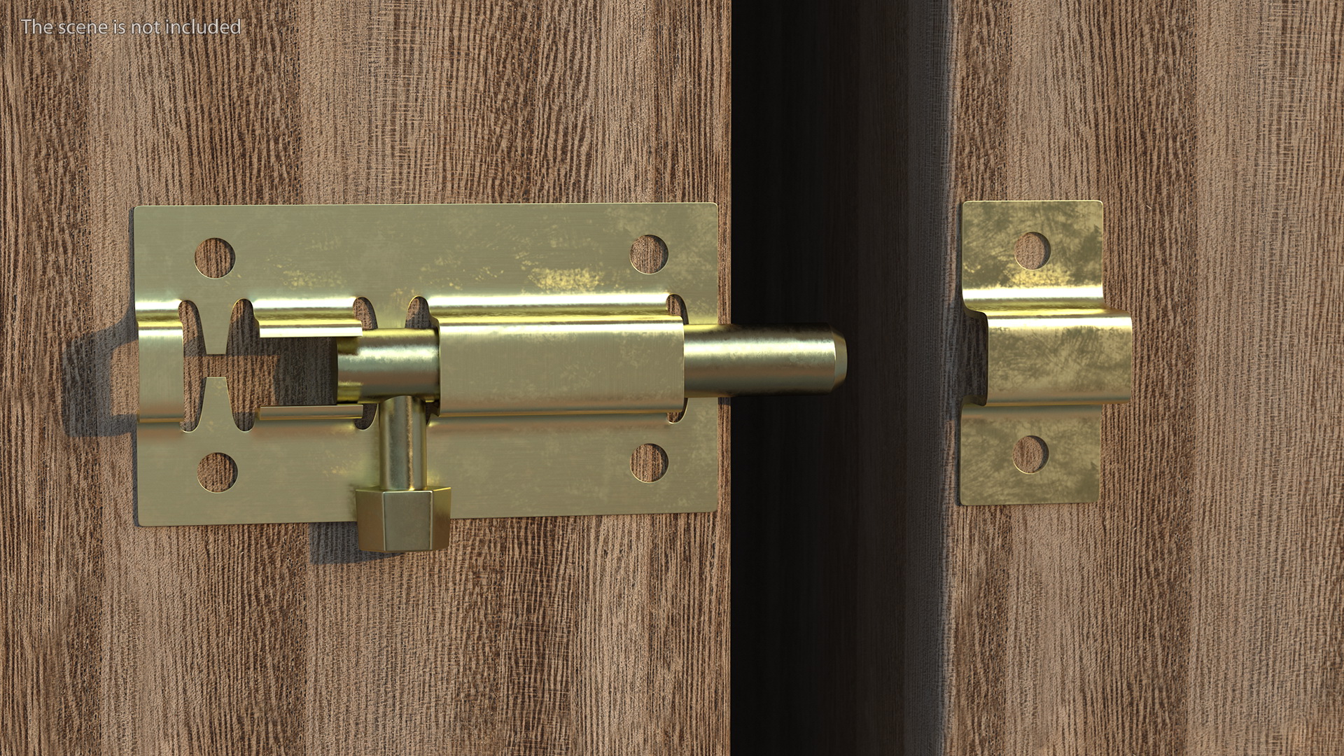 3D Brass Sliding Door Locks Set model