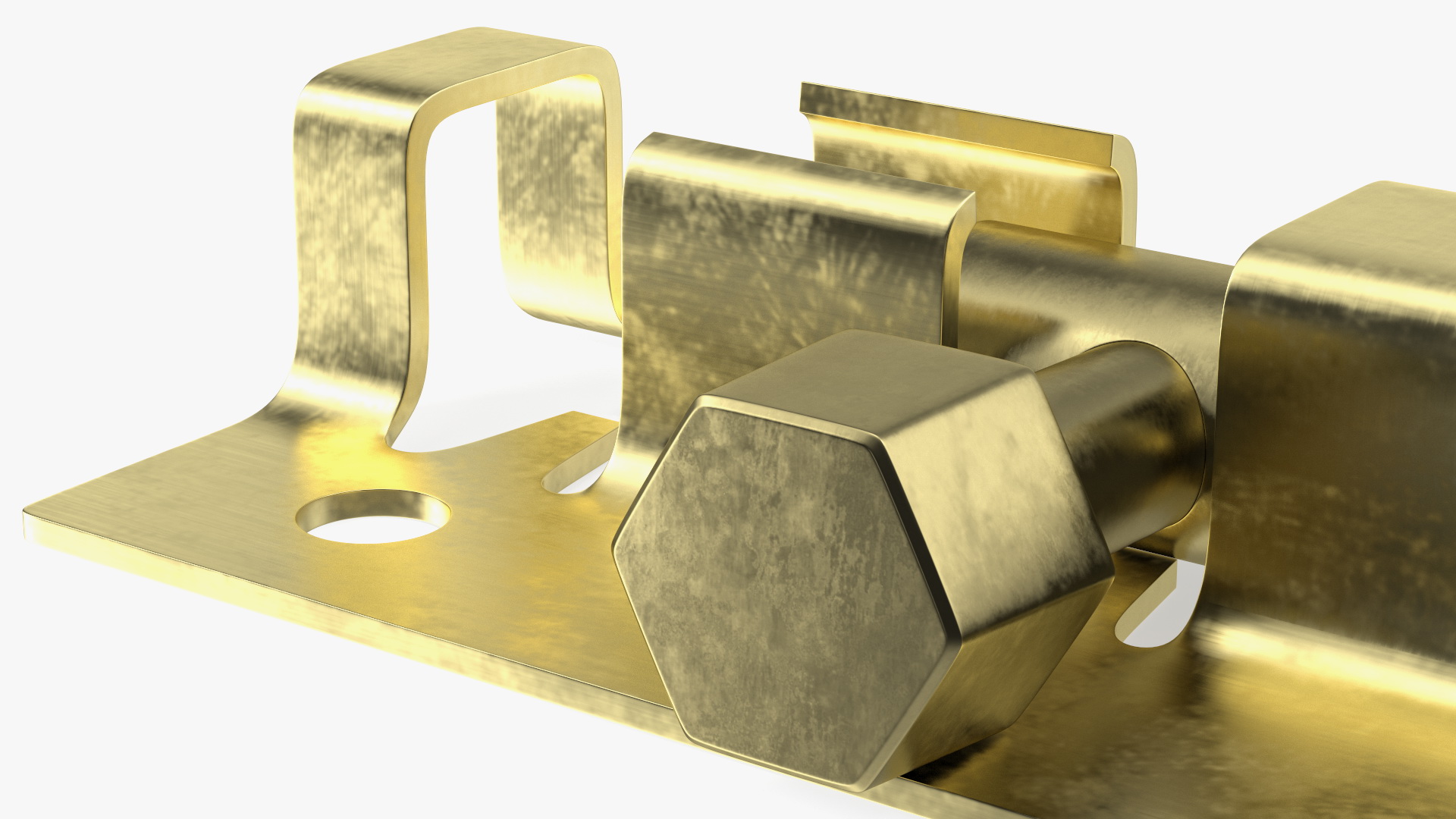 3D Brass Sliding Door Locks Set model