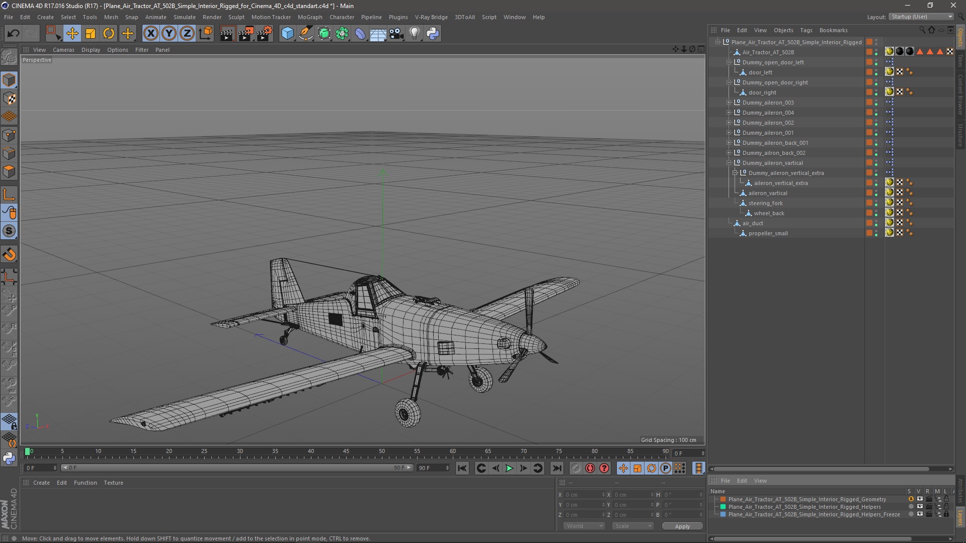 Plane Air Tractor AT 502B Simple Interior Rigged for Cinema 4D 3D
