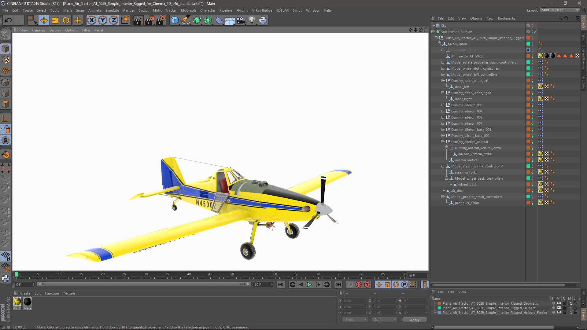 Plane Air Tractor AT 502B Simple Interior Rigged for Cinema 4D 3D