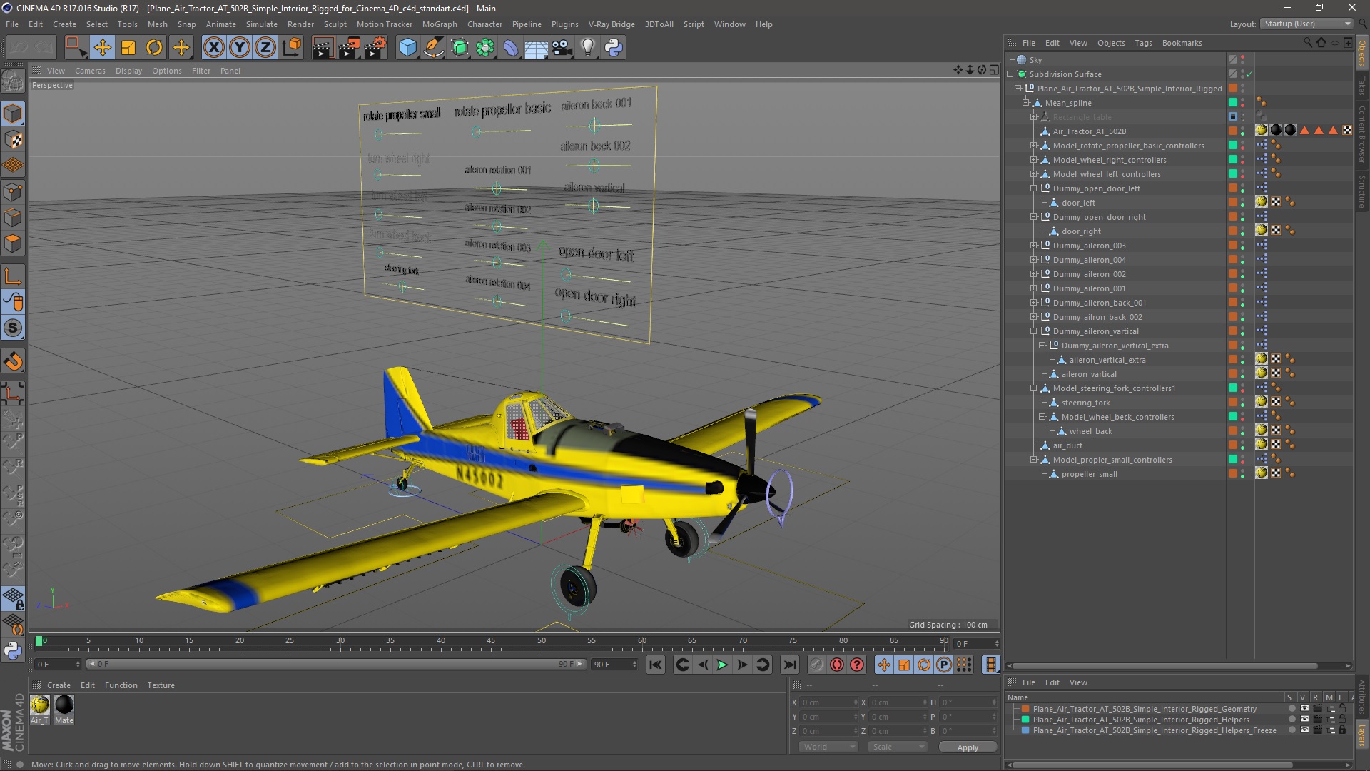 Plane Air Tractor AT 502B Simple Interior Rigged for Cinema 4D 3D