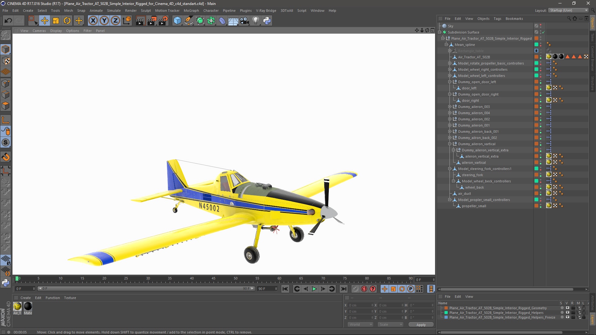 Plane Air Tractor AT 502B Simple Interior Rigged for Cinema 4D 3D
